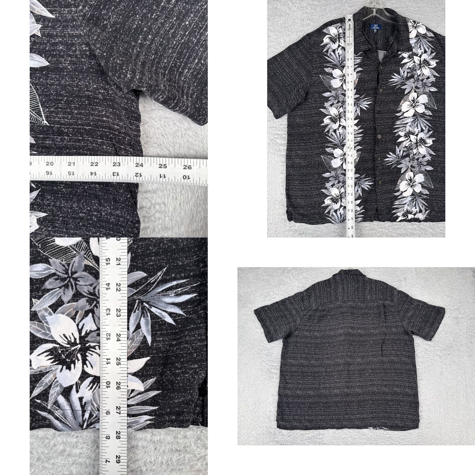 George George Shirt Mens XL Gray White Floral Bowling Rayon Hawaiian Vintage: No Size US XL / EU 56 / 4 - 8 Thumbnail