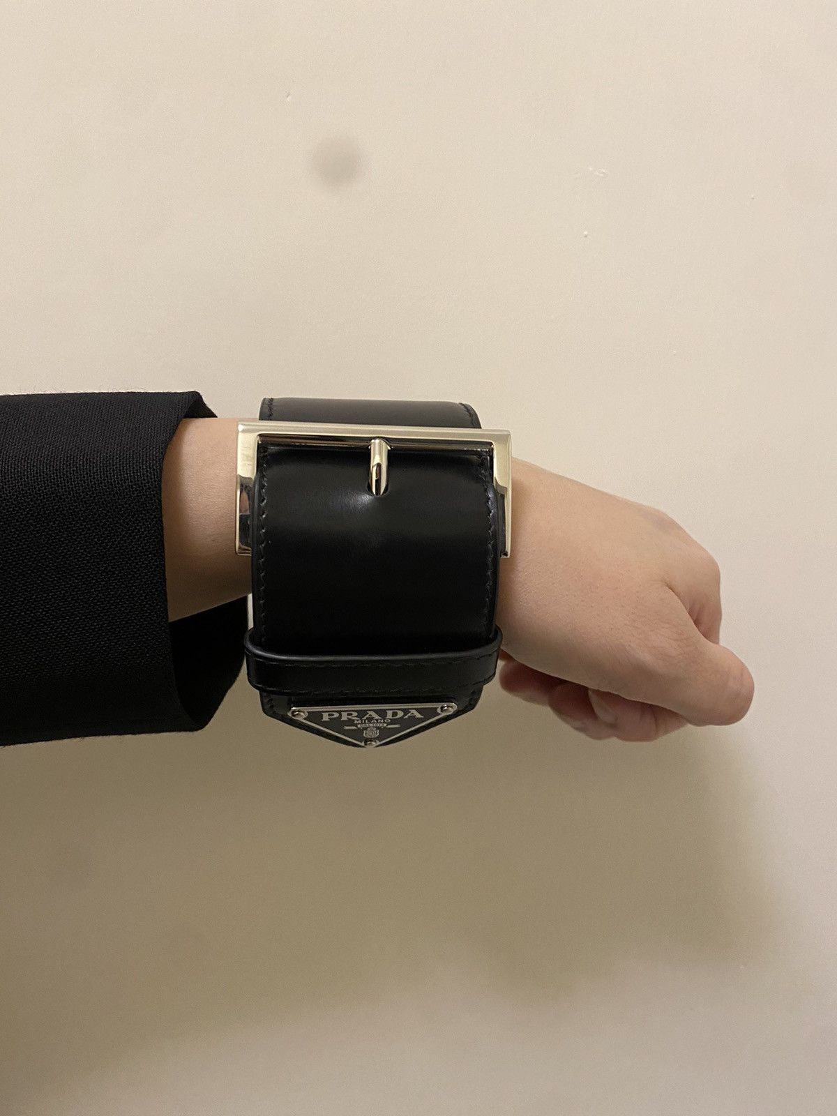 Prada × Raf Simons 🔺Prada 🔺black leather bangle Size ONE SIZE - 2 Thumbnail