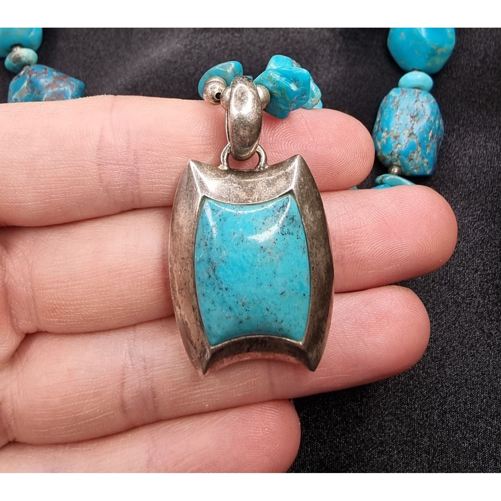 Vintage Barse 925 Sterling Silver Turquoise Beaded Necklace With Pen Size ONE SIZE - 6 Thumbnail