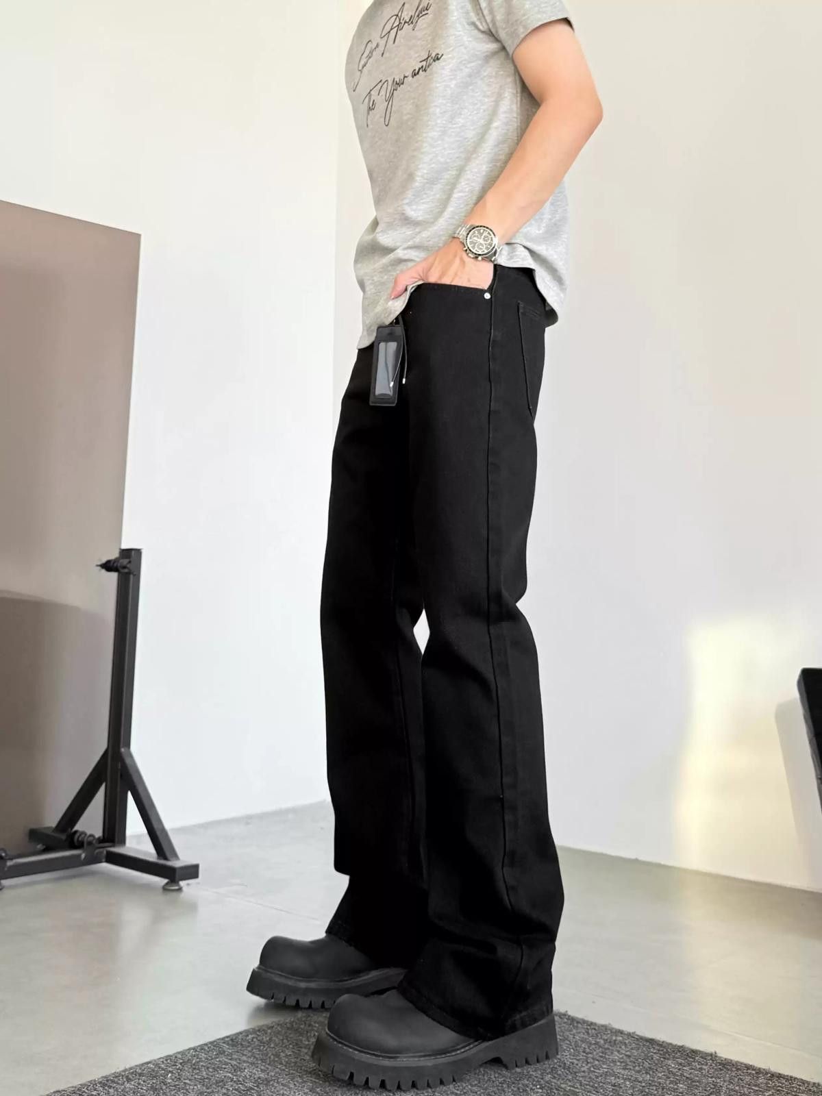 Other Cleanfit Black Micro Flare Denim Jeans Size US 32 / EU 48 - 4 Thumbnail