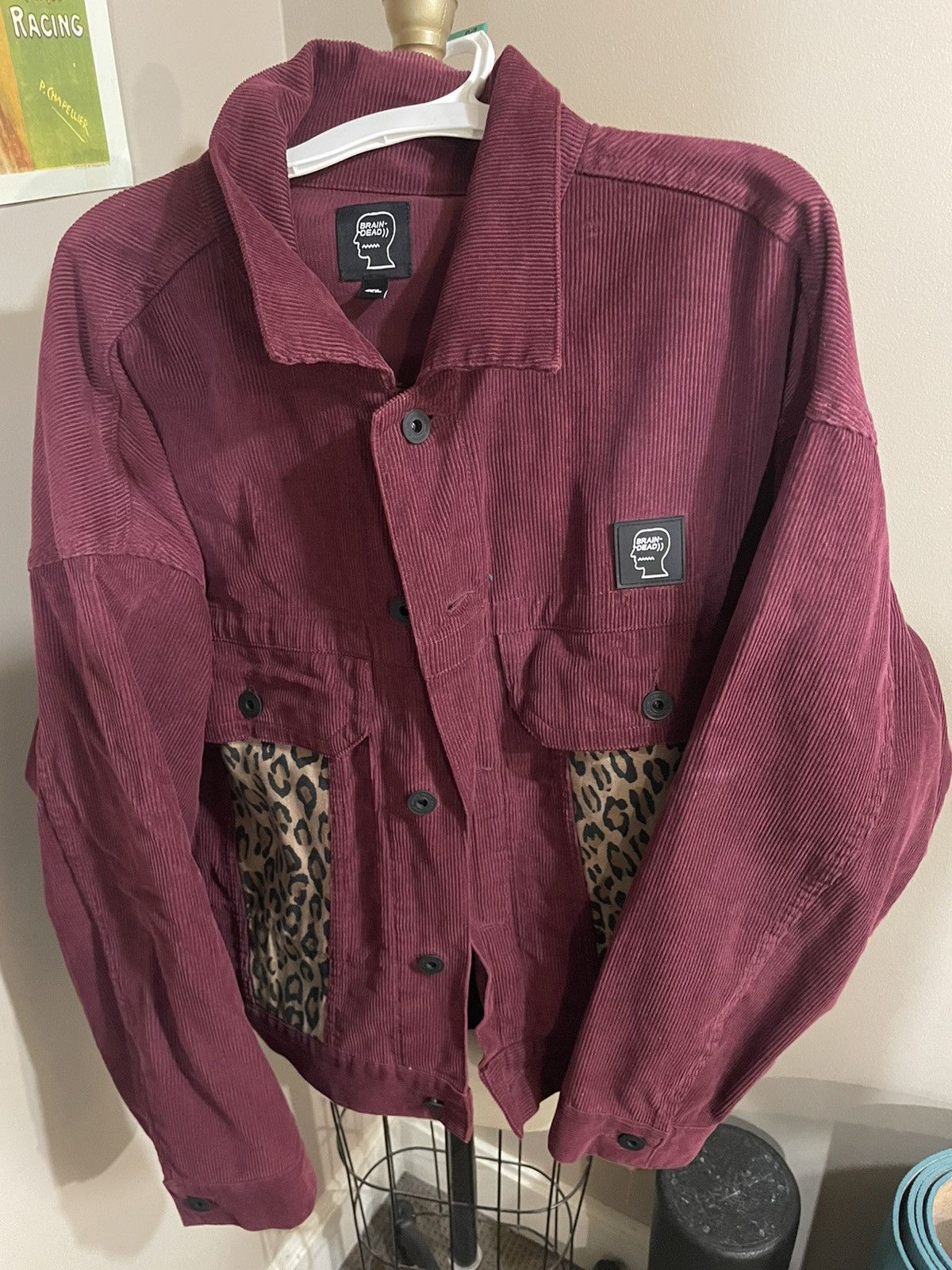 image of Brain Dead Corduroy Leopard Print Jacket in Red, Men's (Size XL)