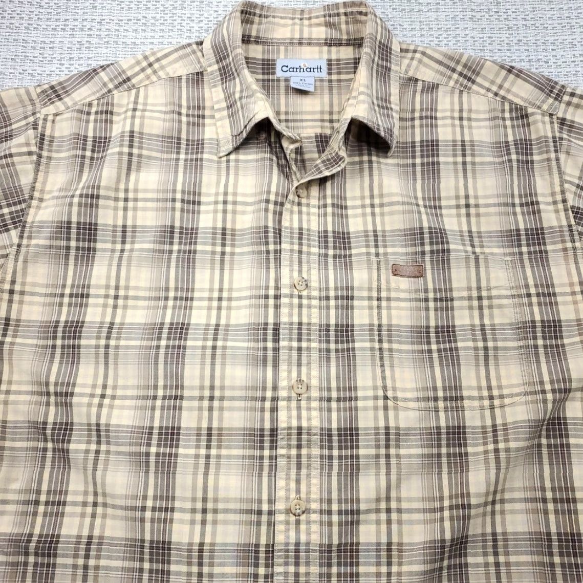 Carhartt VINTAGE Carhartt Shirt Mens XL Button Up Short Sleeve Plaid Cotton Regular Fit Workwear Size US XL / EU 56 / 4 - 4 Thumbnail