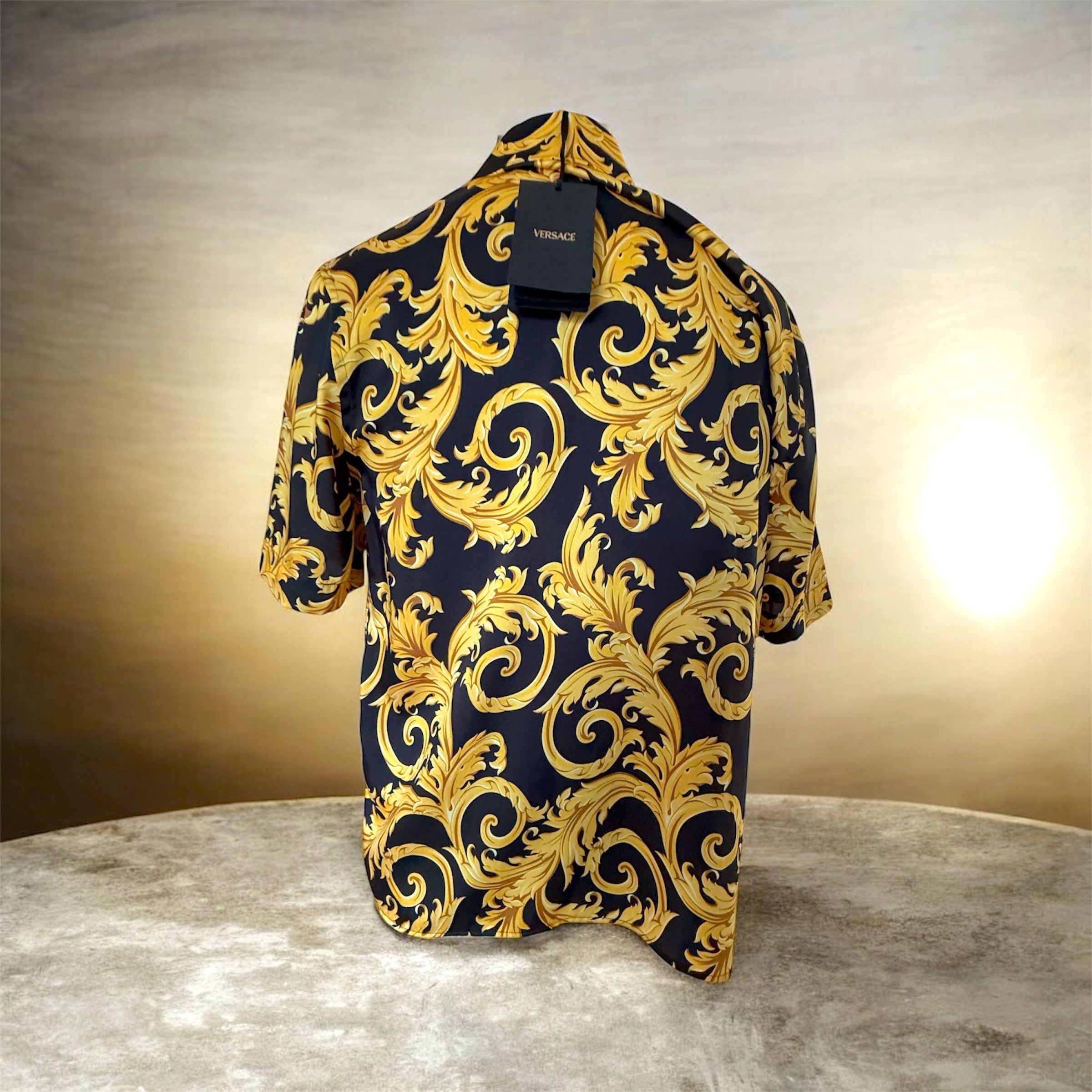 Versace VERSACE 1010103 Baroque Black And Gold Poly Shirt NWT, 48 Size US M / EU 48-50 / 2 - 6 Thumbnail