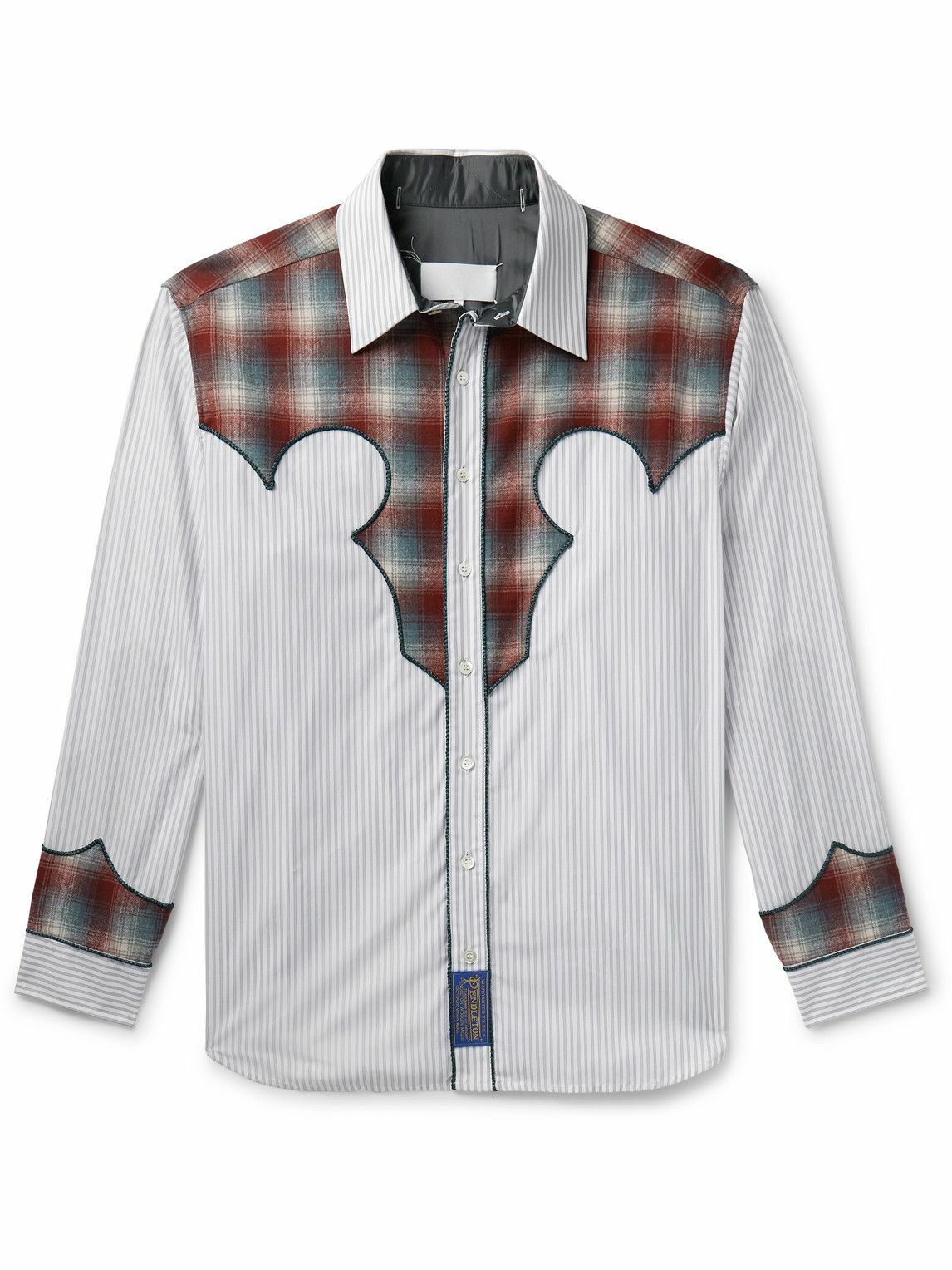 o1w1db10525 Panelled Pinstripe Shirt in Multicolor