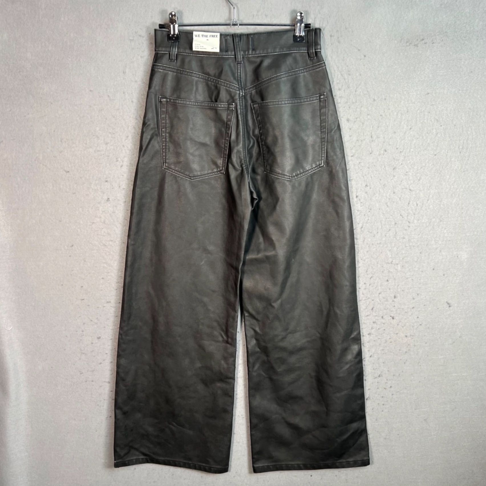 Vintage We The Free Misha High-Rise Wide Barrel Faux Leather Pants Womens Size 24 Black Size 42" / US 20 - 2 Thumbnail