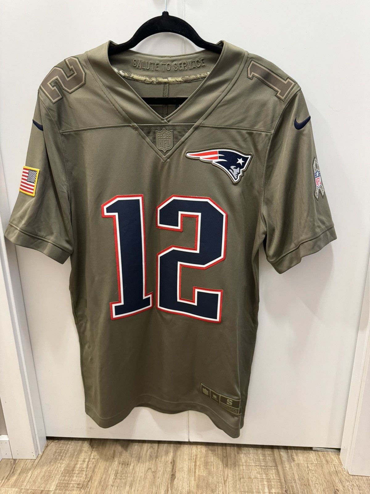 image of Nike New England Patriots Tom Brady Jersey in Camo, Men's (Size Small)