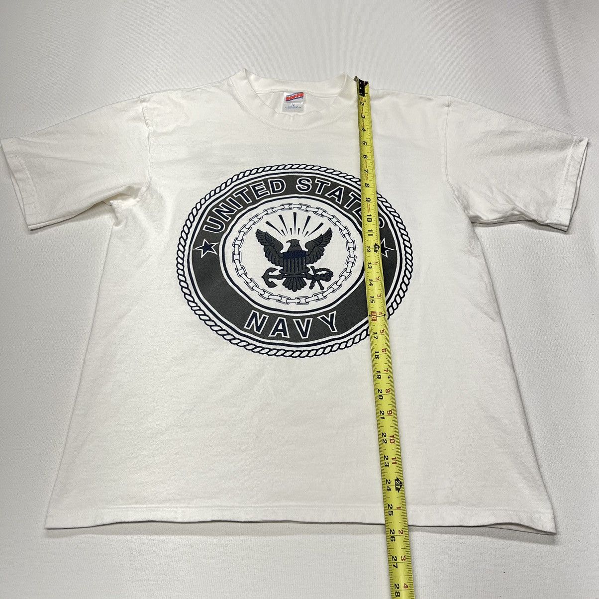 Vintage Navy Tee Shirt White Double Sided Reflective Logo Military Size US M / EU 48-50 / 2 - 17 Thumbnail