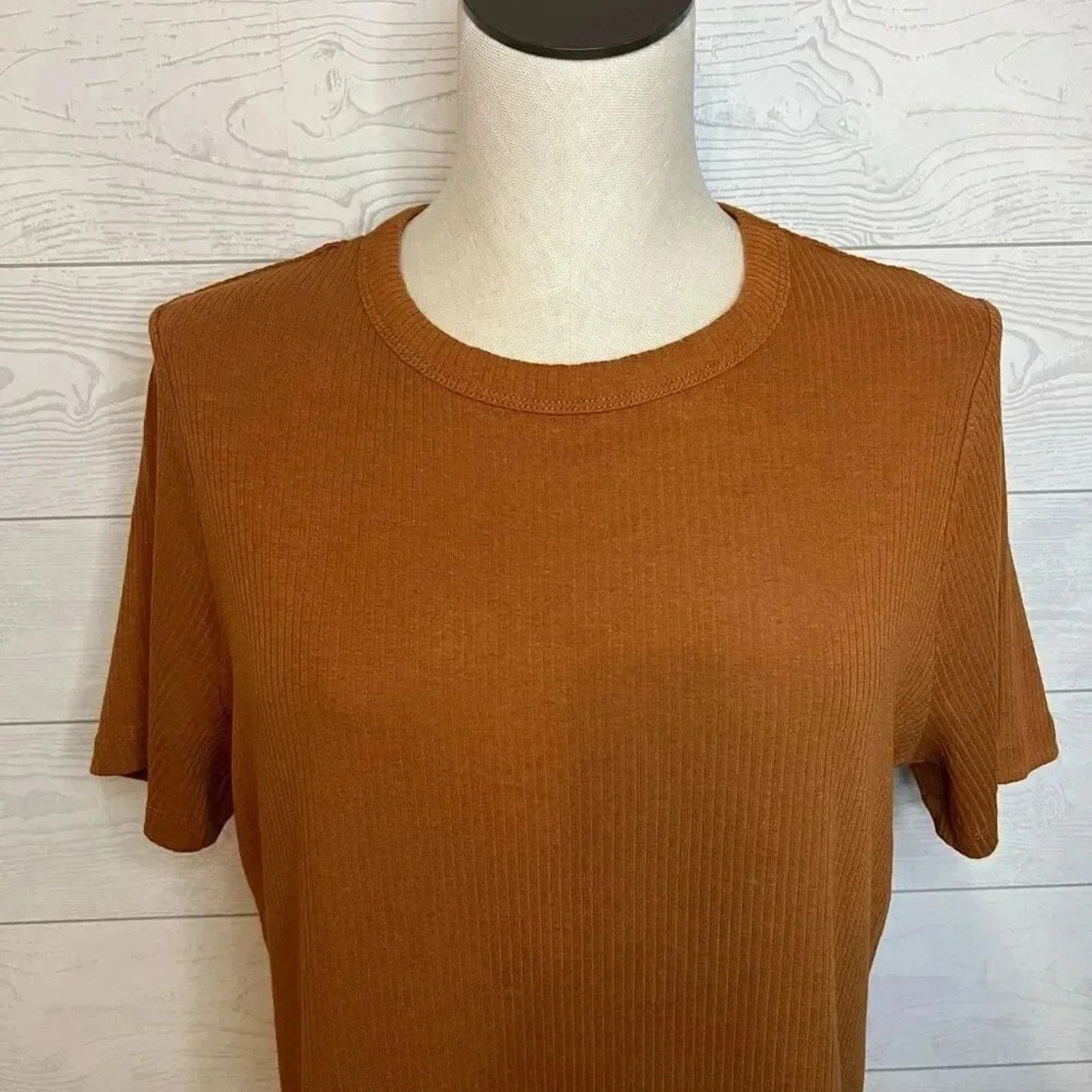 Other AVA & VIV brown ribbed short sleeve top Size 14W Size XL / US 12-14 / IT 48-50 - 2 Thumbnail