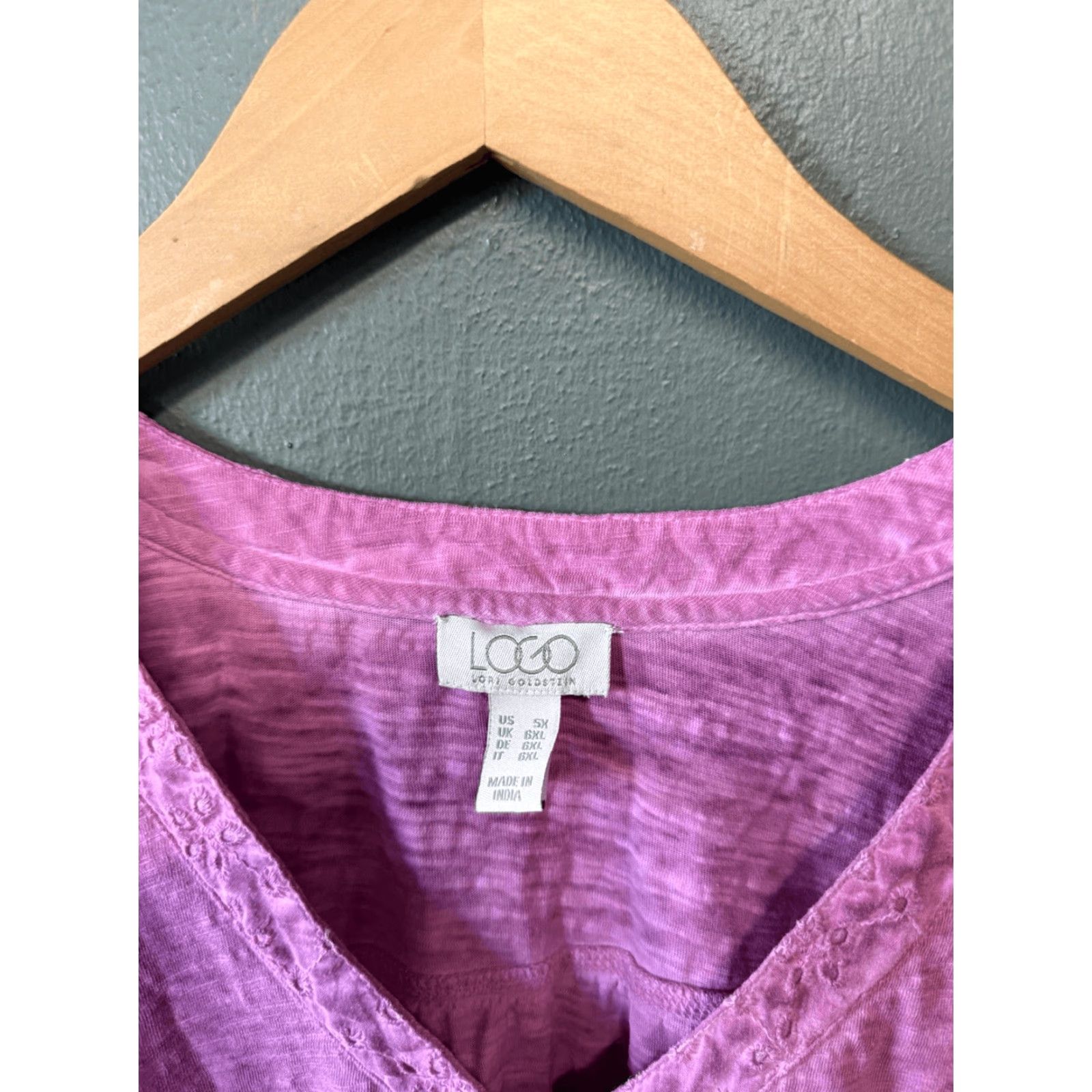 Vintage LOGO by Lori Goldstein Womens Plus Size Purple Long Sleeve Button-Up Shirt 5X Size XXL / US 16-18 / IT 52-54 - 3 Thumbnail