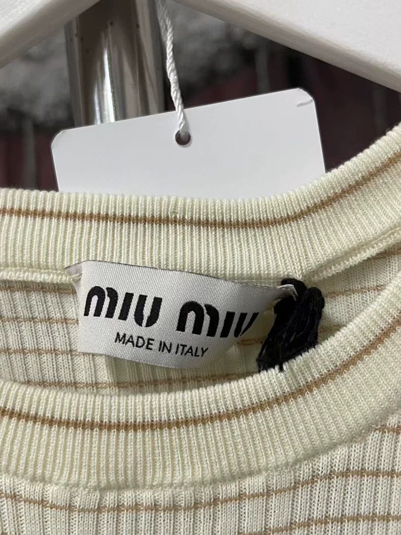 Prada Miu Miu New Logo Knit Dress Stripes -2505 Size US 40 / EU 56 - 6 Thumbnail