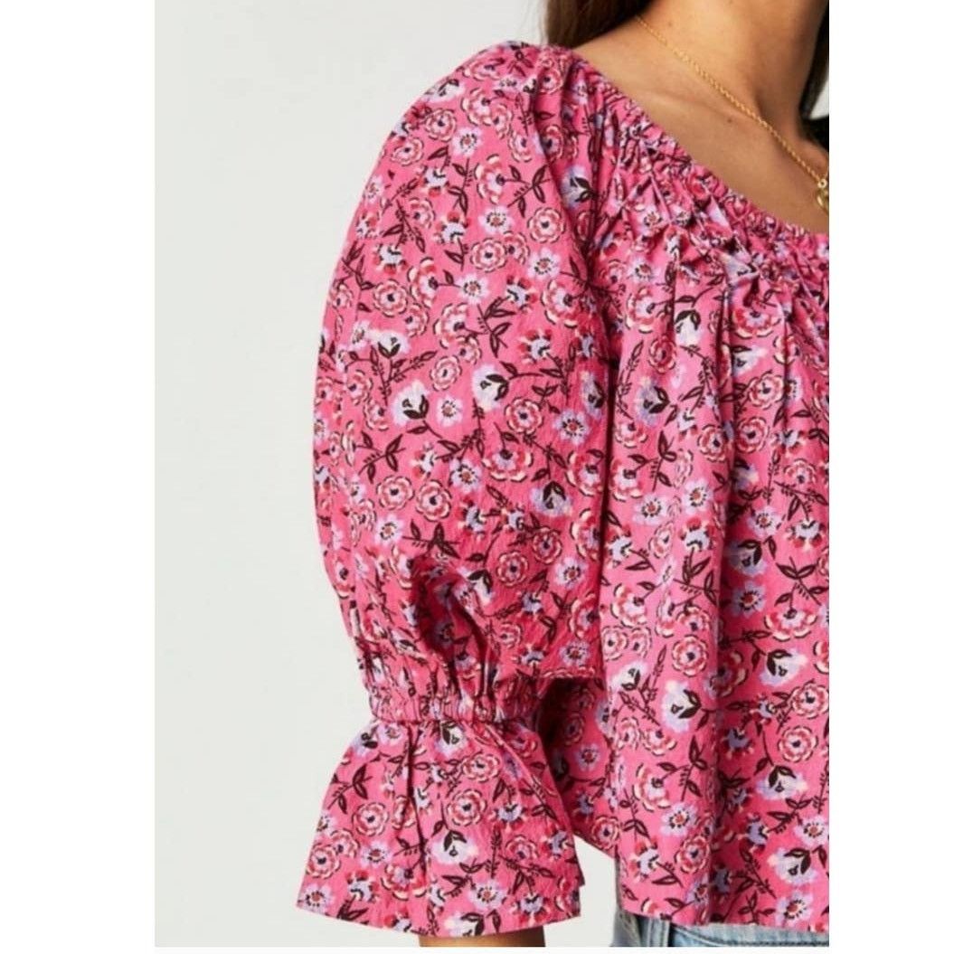 Free People NWT Free People James Smock Top Boho $128 SMALL Pink Floral Size S / US 4 / IT 40 - 2 Thumbnail