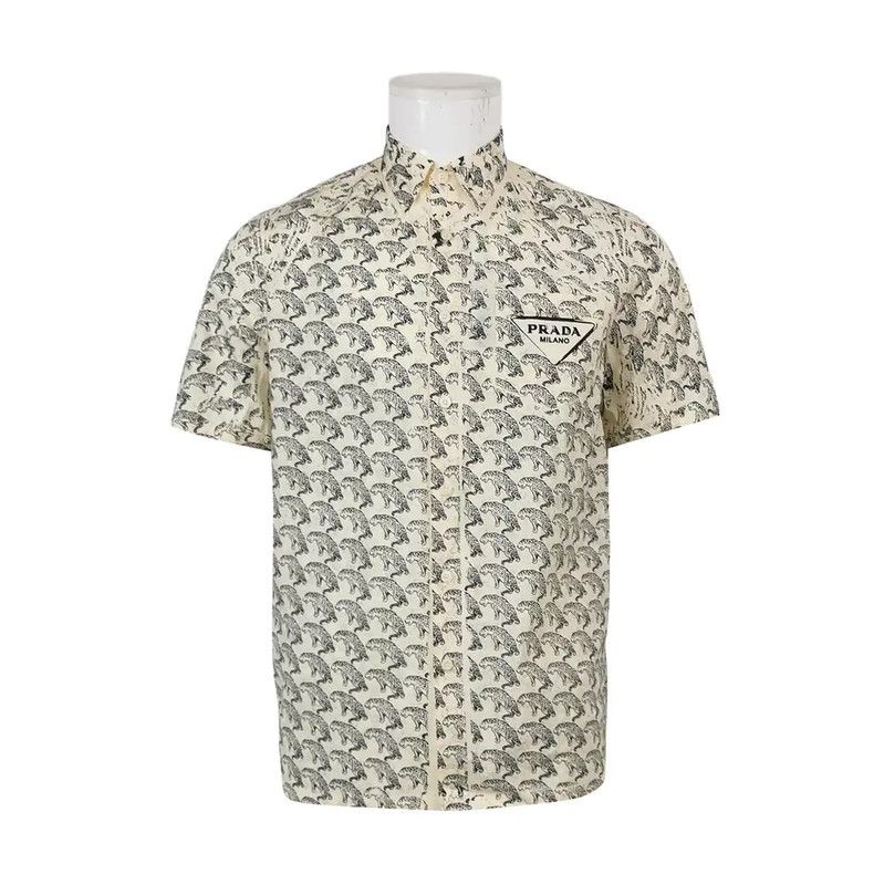 Prada Prada Logo Print Short Sleeve Shirt Size US M / EU 48-50 / 2 - 1 Thumbnail