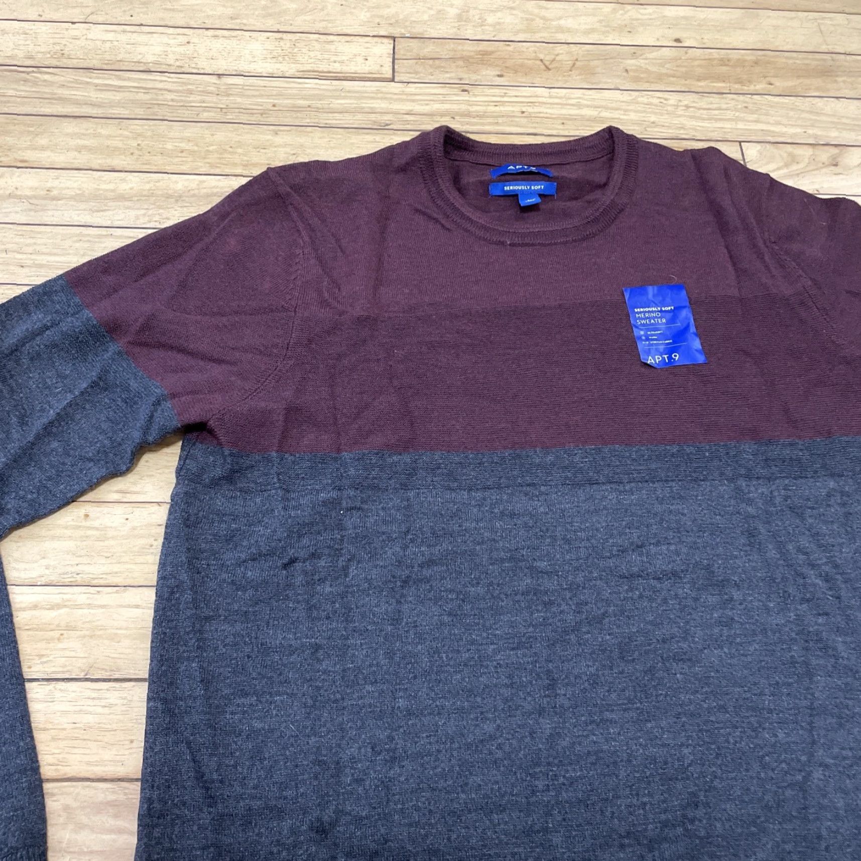 Apt. 9 APt. 9 Merino Wool Sweater Men L Colorblock Red Gray Soft Preppy Pullover Size US L / EU 52-54 / 3 - 6 Thumbnail