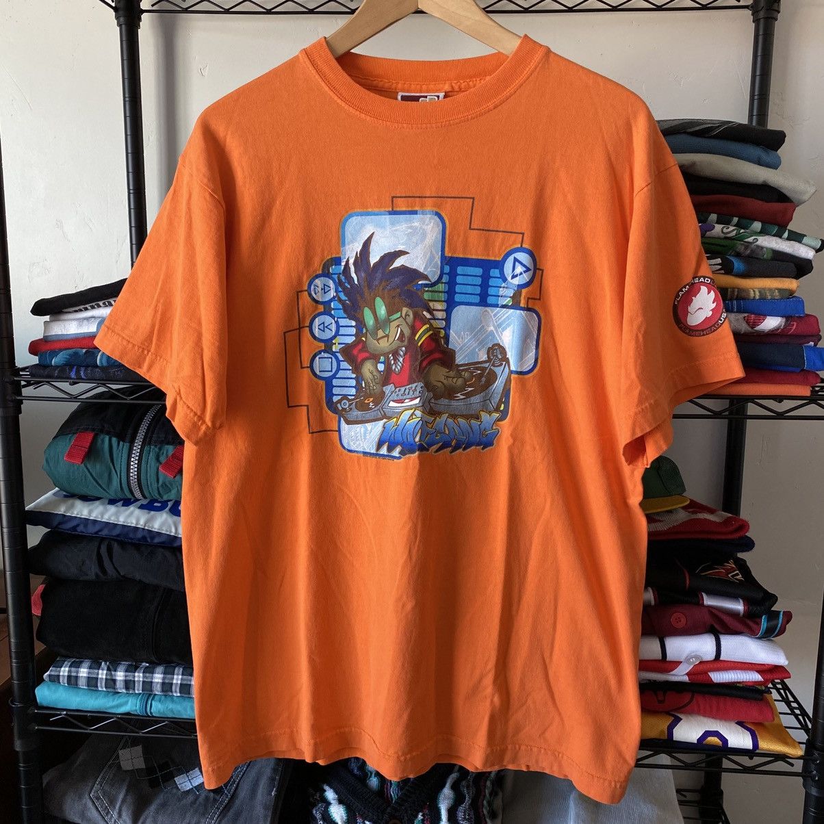 JNCO Vintage JNCO T-Shirt Wolf Gang 2000 Revatex Flame Head Y2K Size US XL / EU 56 / 4 - 1 Thumbnail