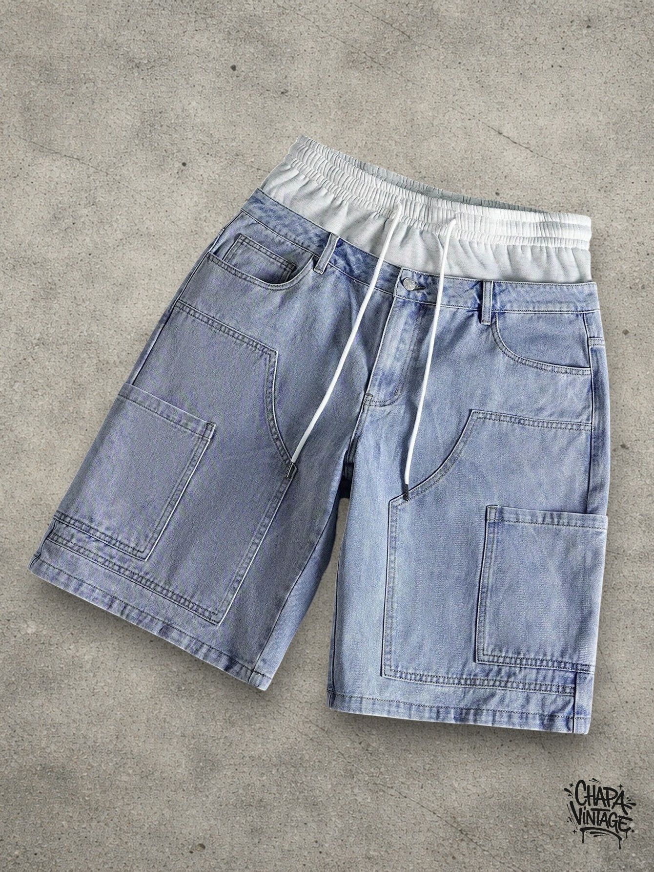Vintage Light blue double waistband shorts Size US 32 / EU 48 - 2 Thumbnail