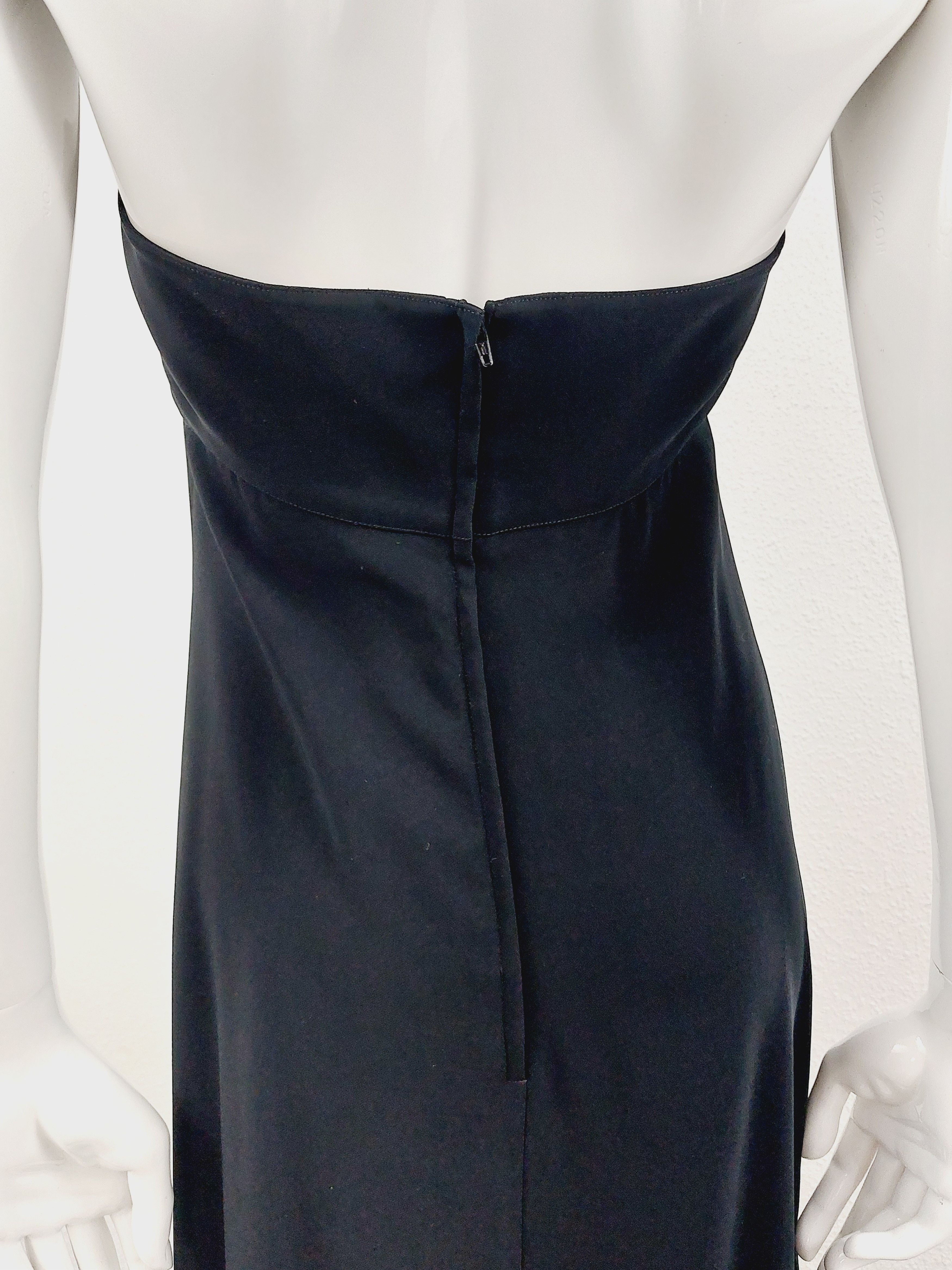 Thierry Mugler Thierry Mugler Black Split Neck Tie Open Maxi Dress Gown Size S / US 4 / IT 40 - 10 Thumbnail