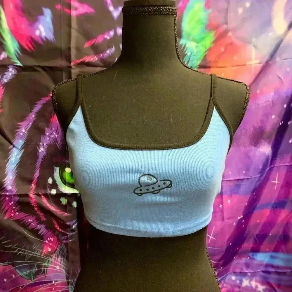 Designer Dazy Blue Alien Crop Top Size S / US 4 / IT 40 - 1 Thumbnail