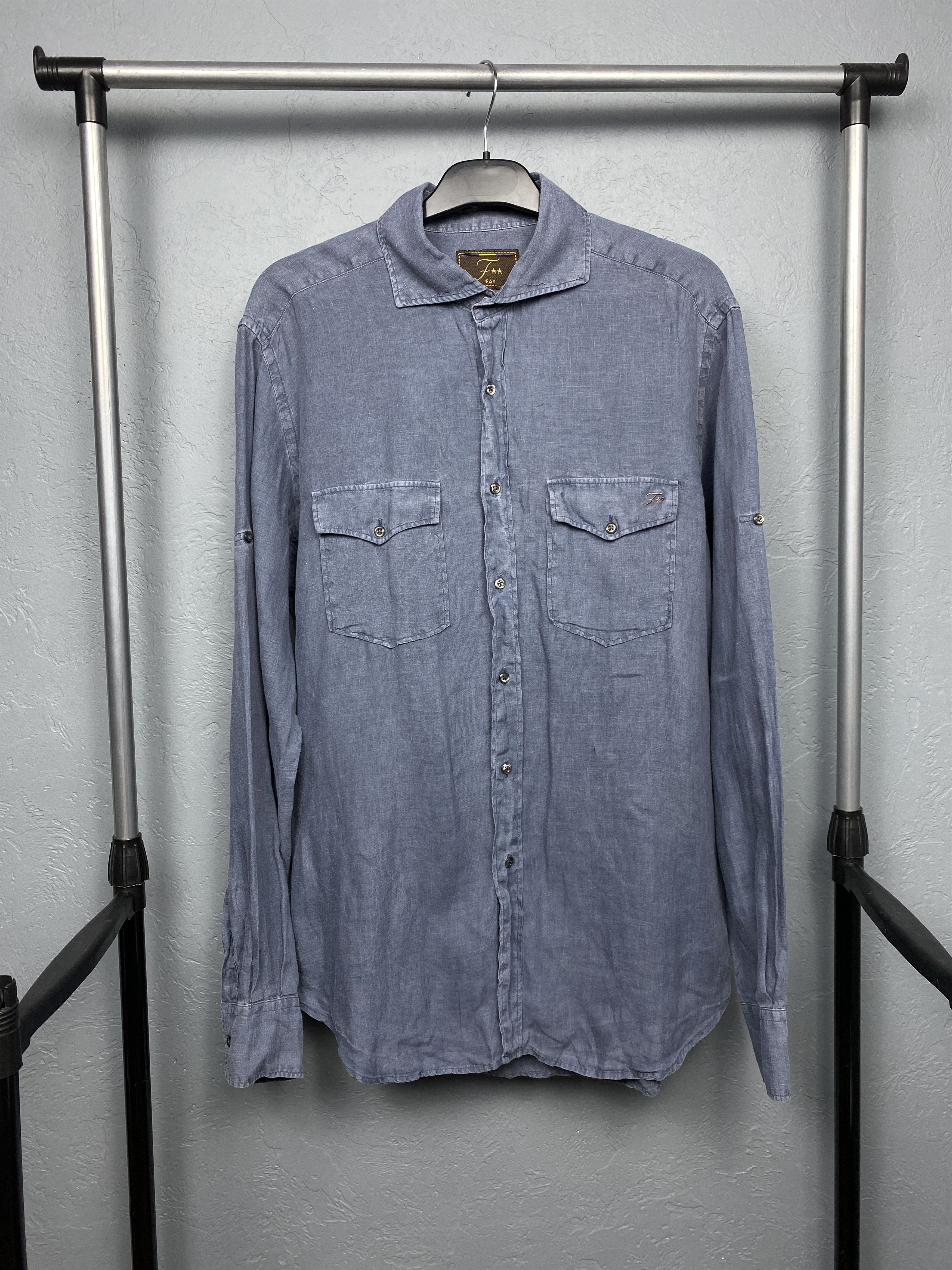Fay Fay Vintage Mens LINEN Long Sleeve Shirt Size US L / EU 52-54 / 3 - 1 Thumbnail