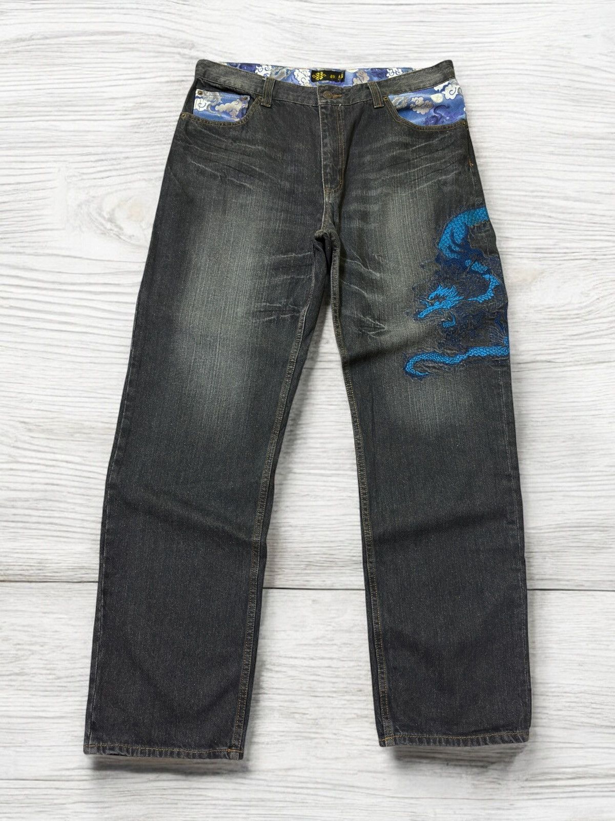 Karakuri Tamashii Karakuri Tamashii Dragon Embroidered Sukajan Denim Jeans Size US 34 / EU 50 - 1 Thumbnail