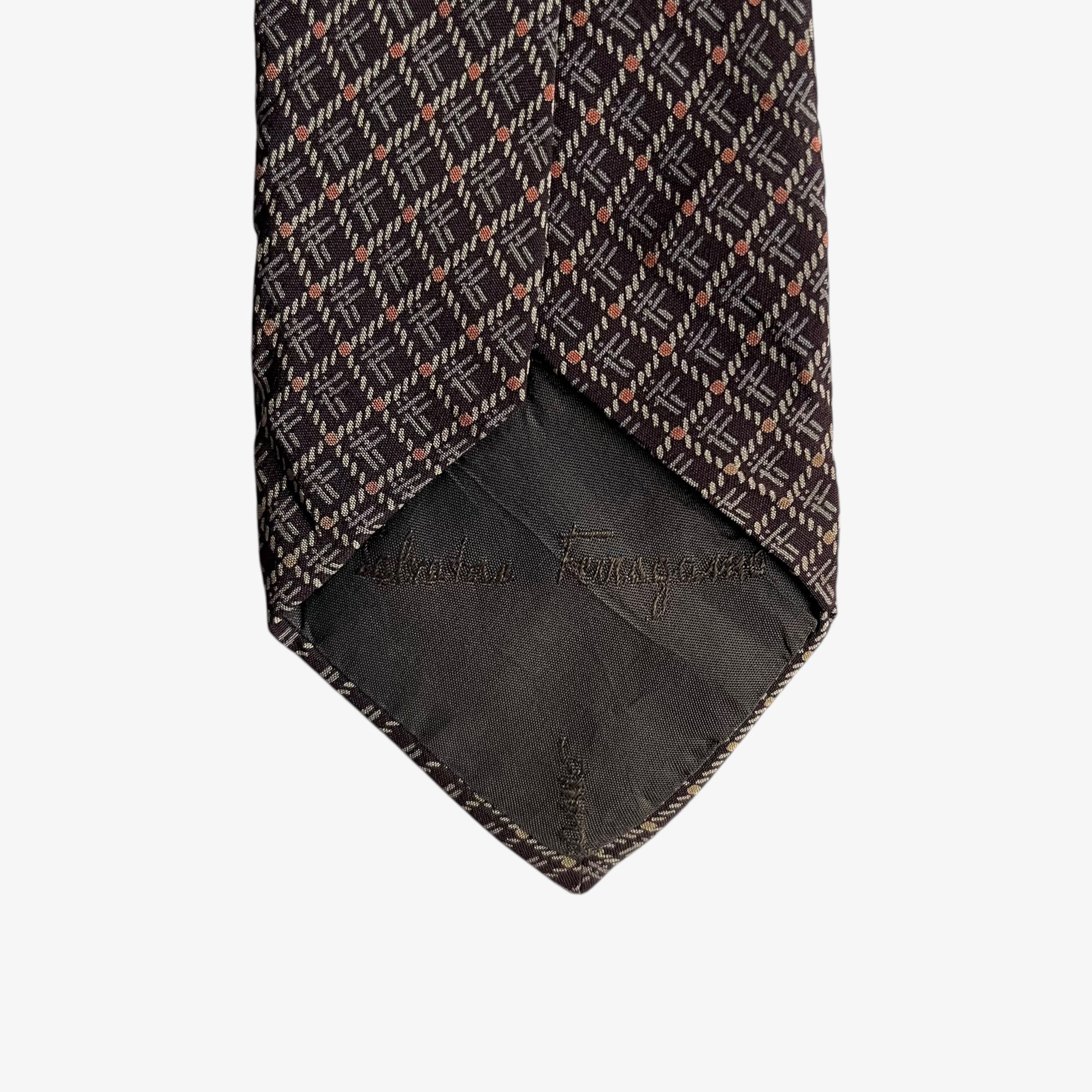 Salvatore Ferragamo Vintage 90s Salvatore Ferragamo Geometric Abstract Silk Tie Size ONE SIZE - 2 Thumbnail