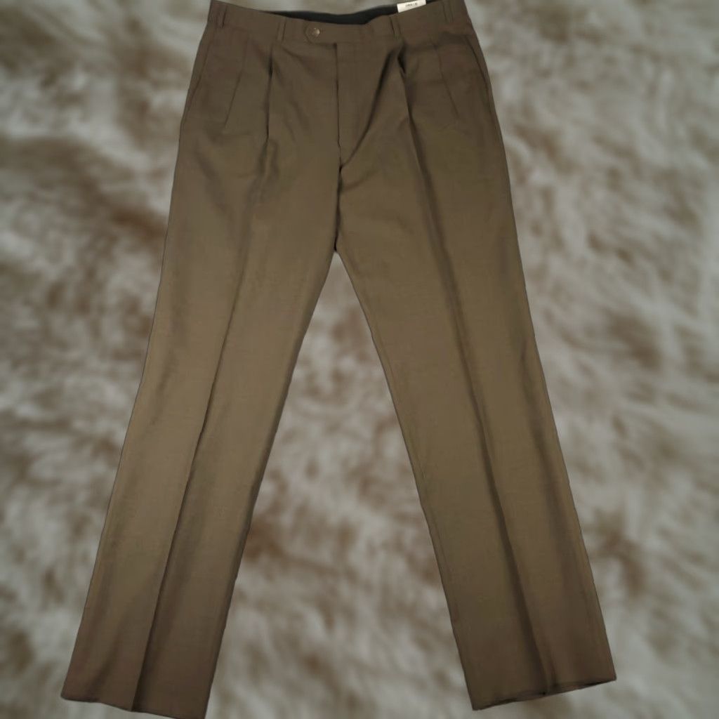 Brooks Brothers Brooks Brothers Pants Mens 40x36 Brown Dress Wool Unhemmed Pleated Regular Fit Size US 40 / EU 56 - 1 Thumbnail