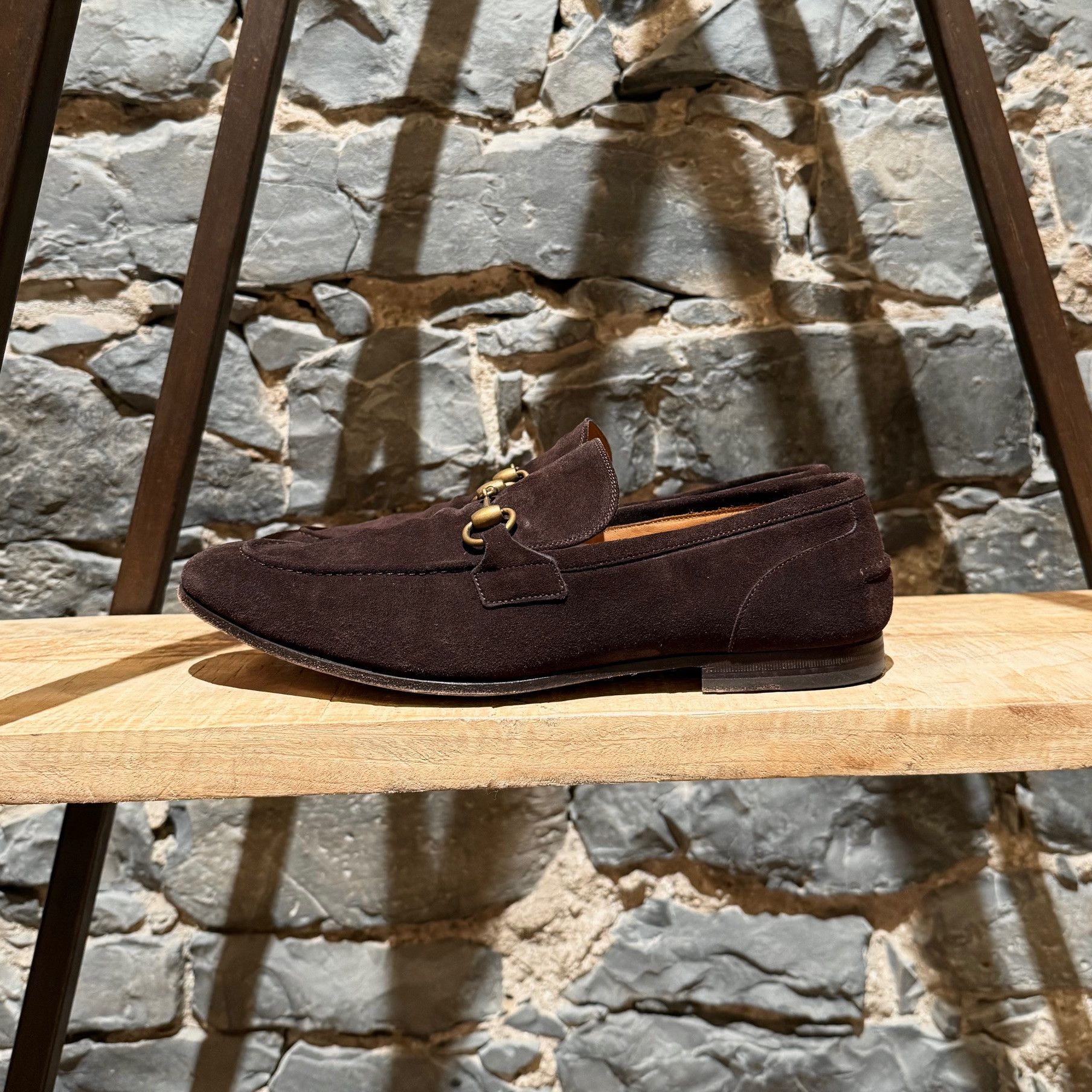 Gucci Gucci Brown Suede Horsebit Accent Jordaan Loafers Size US 11.5 / EU 44-45 - 5 Thumbnail