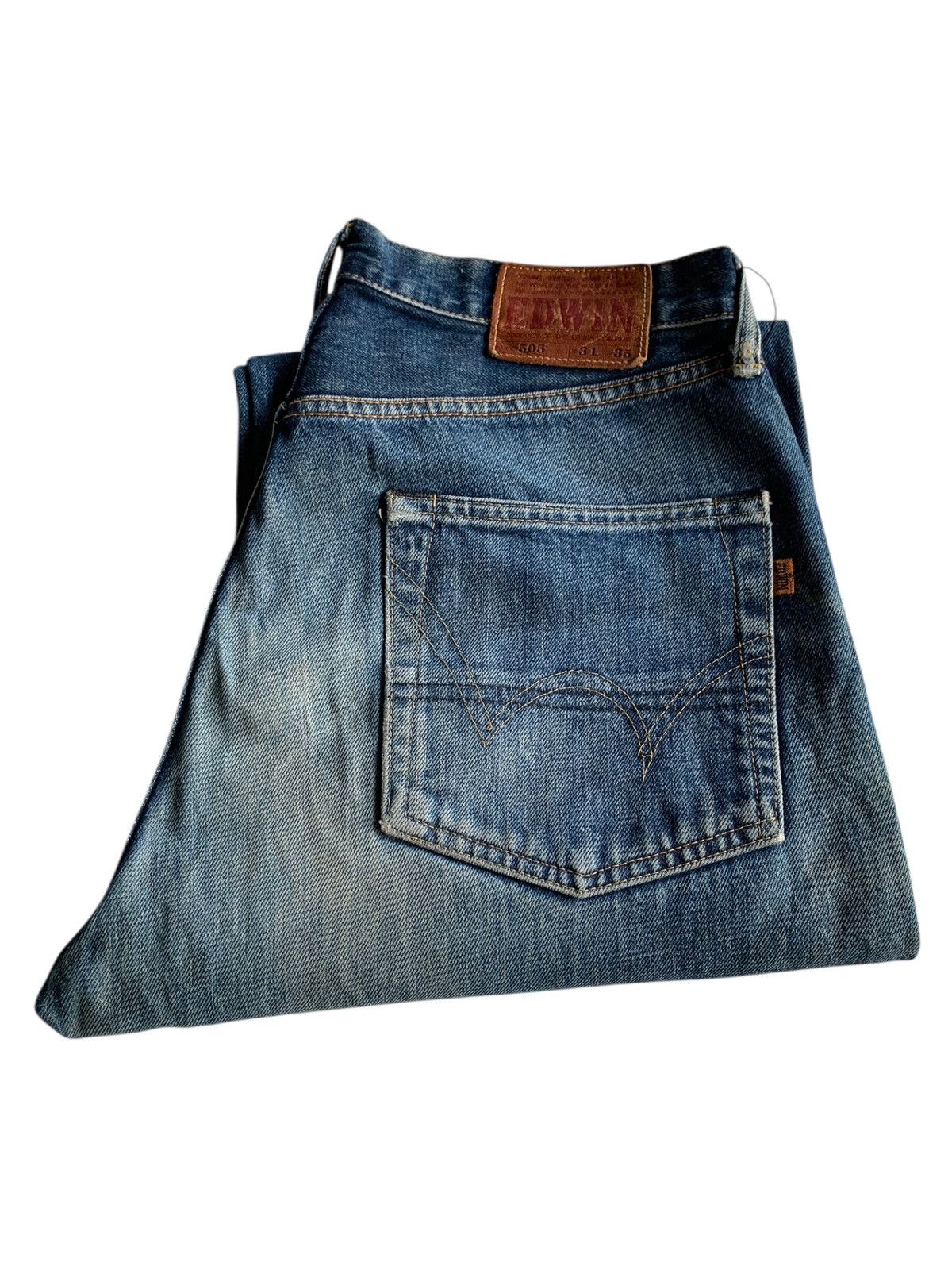 Edwin VINTAGE EDWIN 505 SELVEDGE BAGGY FADED DISTRESSED DENIM Size US 31 - 13 Thumbnail