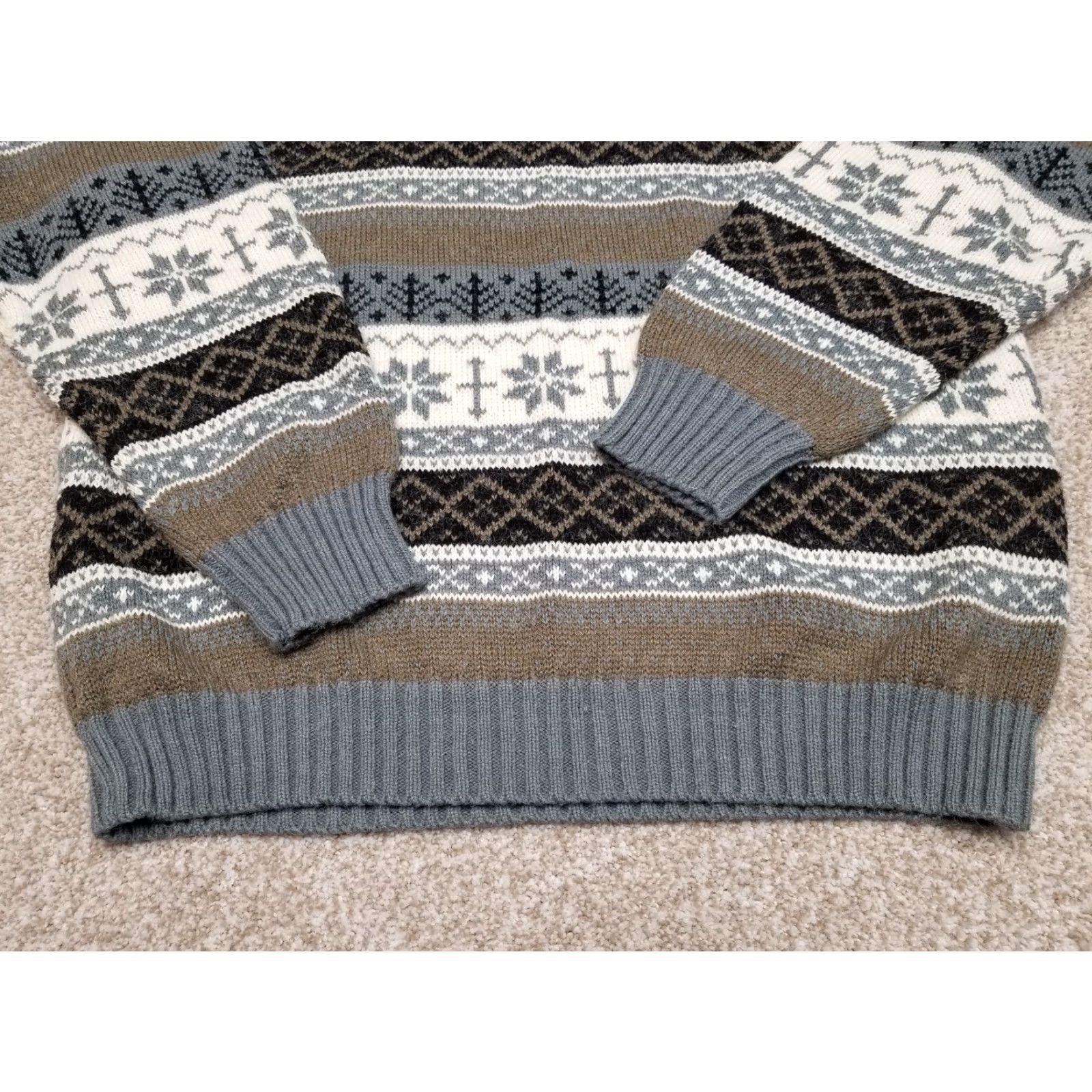 Jantzen VINTAGE Ski Sweater Mens M Gray Brown Crewneck Pullover Icelandic Snow Flake Geometric All Seasons Casual Mens Size US M / EU 48-50 / 2 - 3 Thumbnail