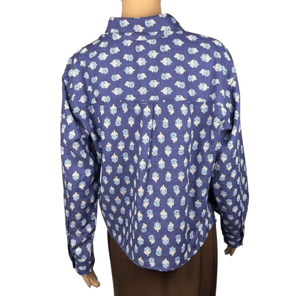 Lucky Brand NWT New $80 Lucky Brand Blue Floral Cotton Viscose Shirt Si Size XS / US 0-2 / IT 36-38 - 3 Thumbnail