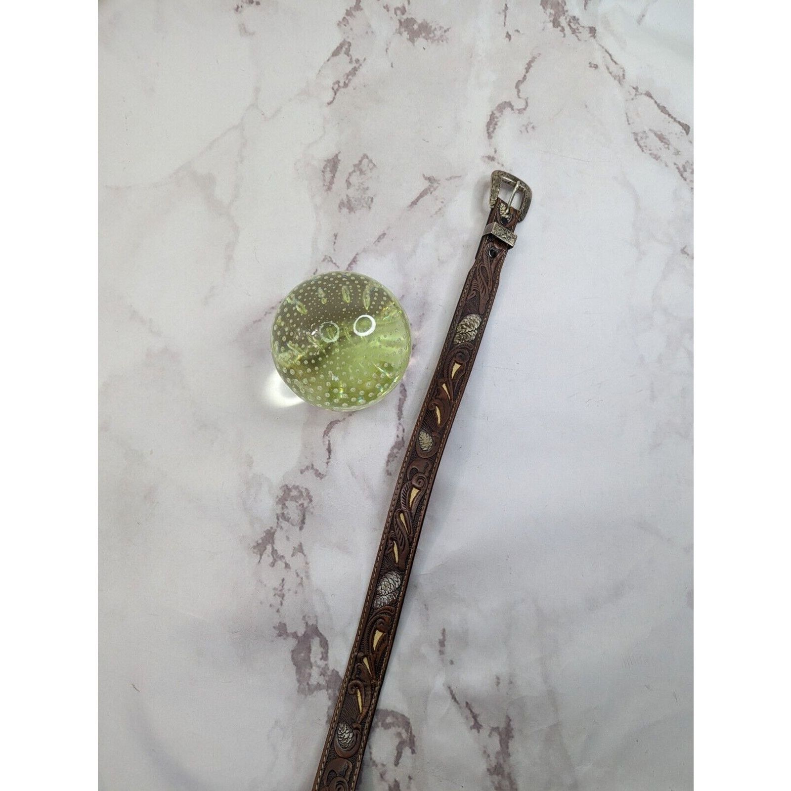Vintage Vintage Concho Belt Womens 32 34 36 Silver Tooled Leather Size ONE SIZE - 6 Thumbnail