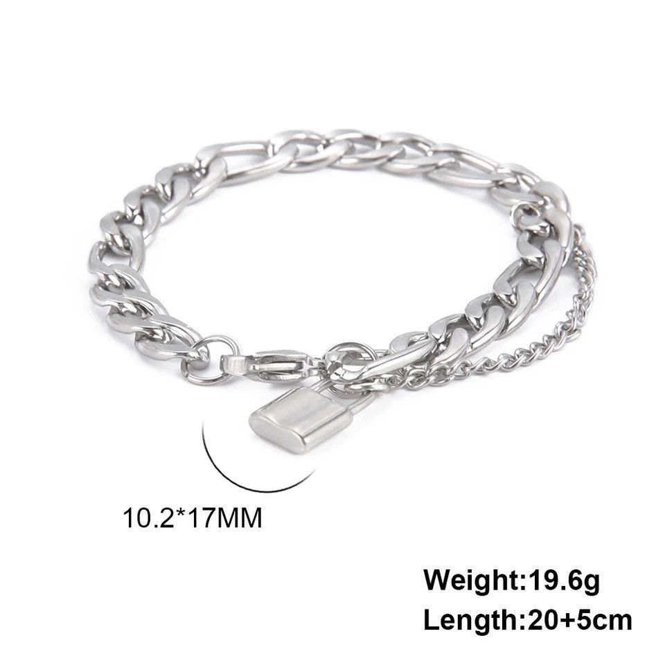 Jewelry Creative Double Layer Cuban Chain Bracelet Size ONE SIZE - 4 Thumbnail