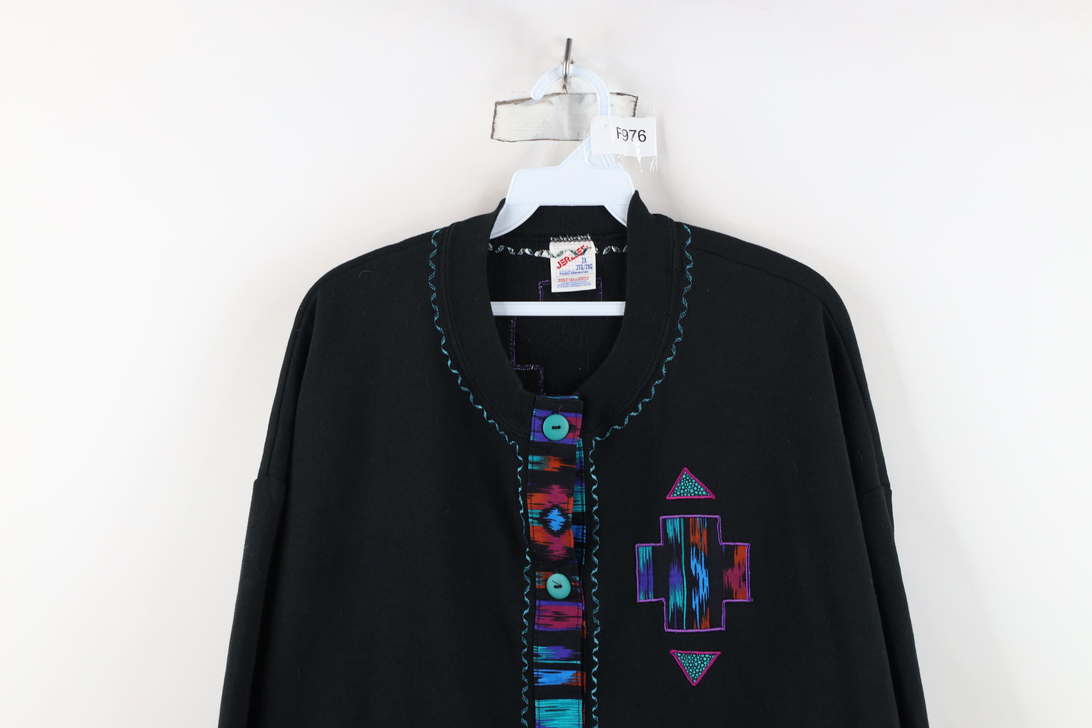 Vintage Vintage 90s Southwestern Cactus Cardigan Sweatshirt USA Size XXL / US 16-18 / IT 52-54 - 2 Thumbnail