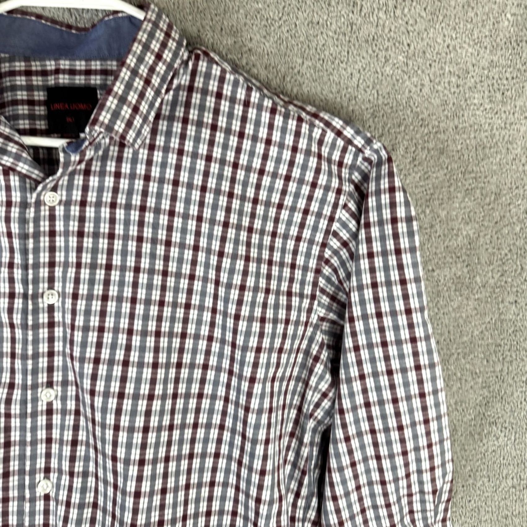 Vintage Linea Uomo Shirt 2XLT Red Plaid Check Long Sleeve Button Front Casual Shirt Mens Big & Tall Size US XXL / EU 58 / 5 - 4 Thumbnail