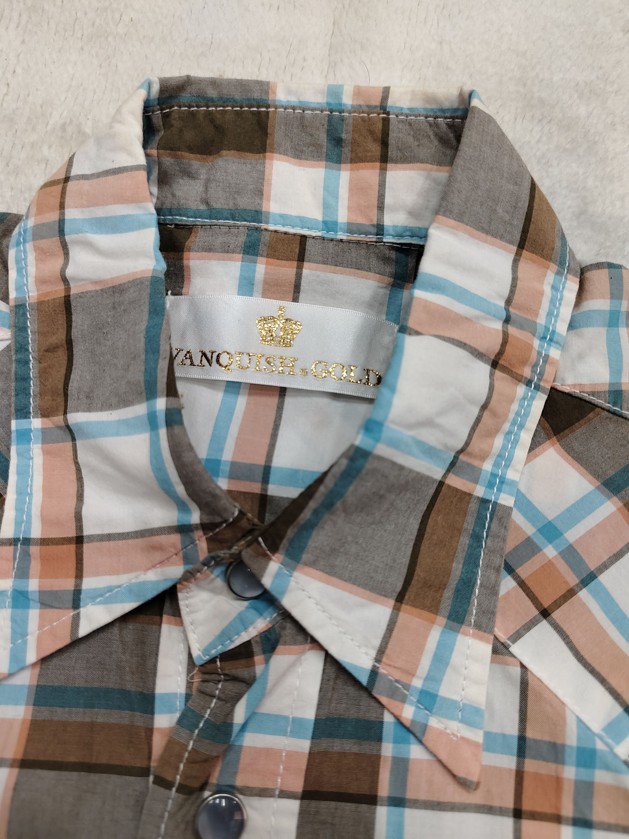 Vanquish 🇯🇵 Vanquish Gold 🇯🇵 Metallic Embroidered Tartan Shirt Size US M / EU 48-50 / 2 - 5 Thumbnail