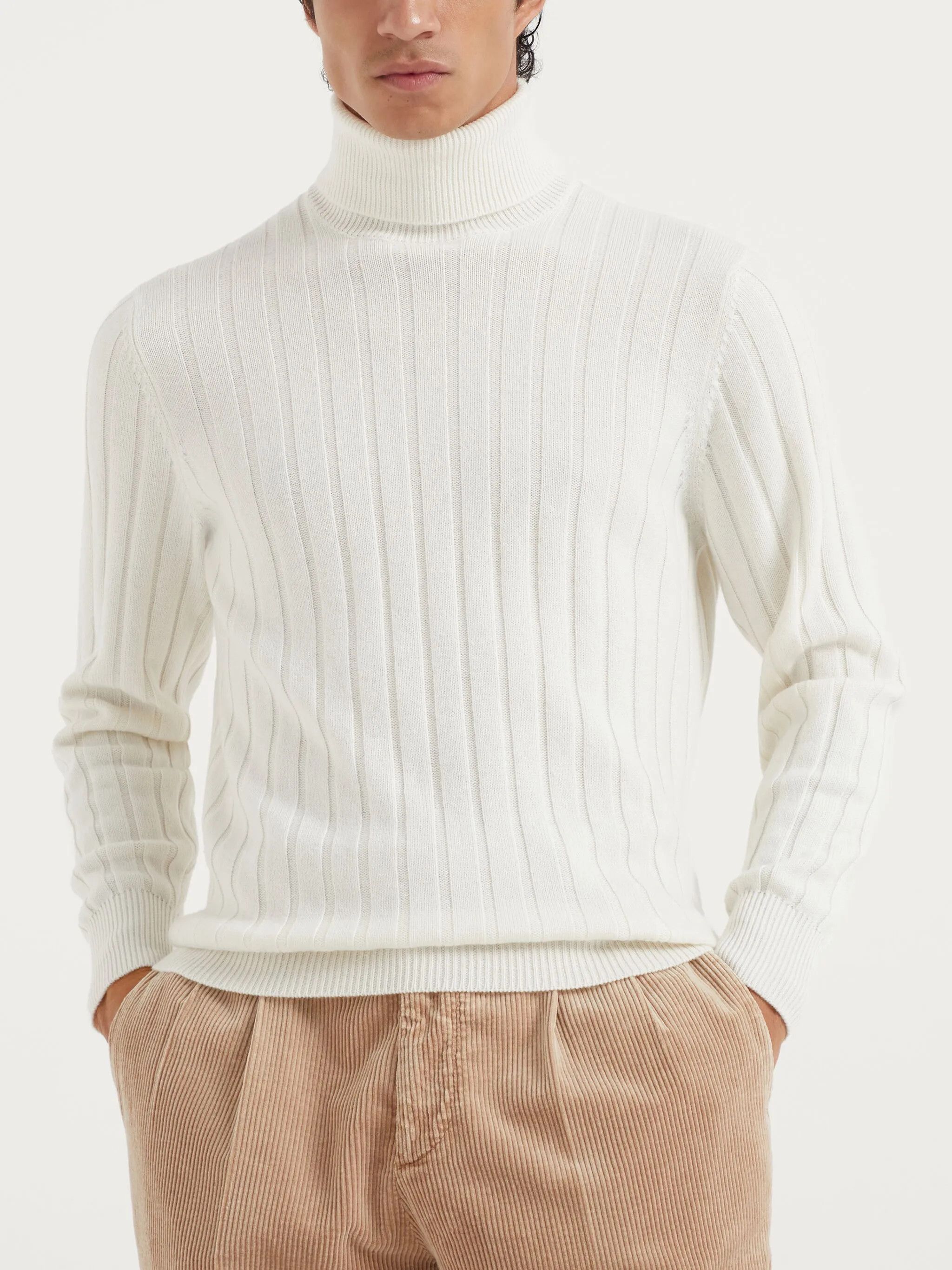 Brunello Cucinelli o1y0526 Turtleneck Sweater in White Size US L / EU 52-54 / 3 - 2 Thumbnail