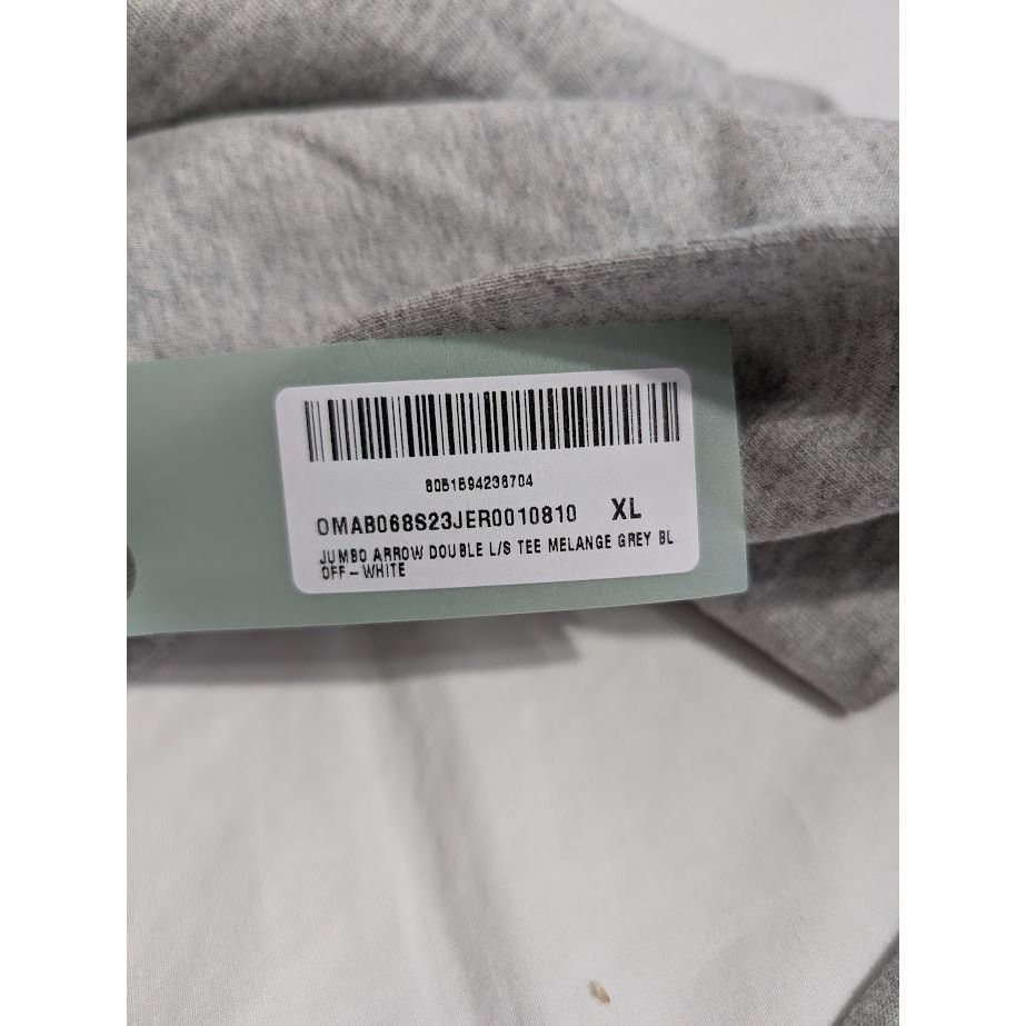 Off-White o1rshd1 Q:2 / DUP /Jumbo Arrow Double L/S Tee Shirt in Grey Size US XL / EU 56 / 4 - 19 Thumbnail