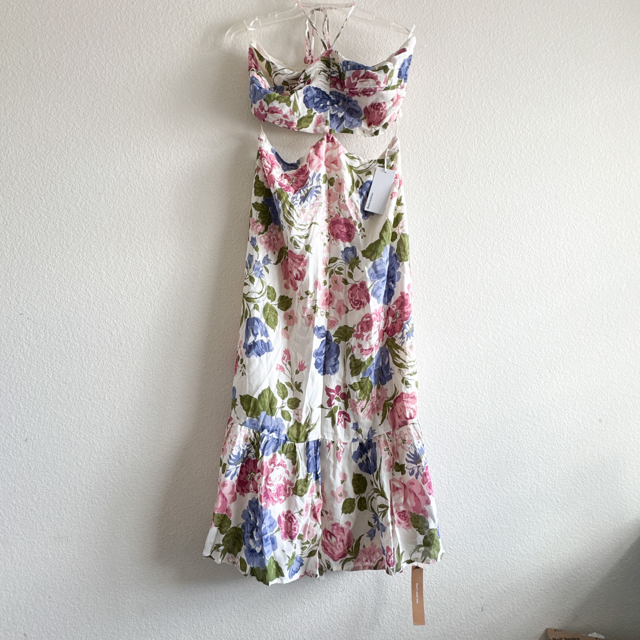 Reformation Reformation New Riya Floral Halter Cutout Midi Dress Donna Size L / US 10 / IT 46 - 1 Thumbnail