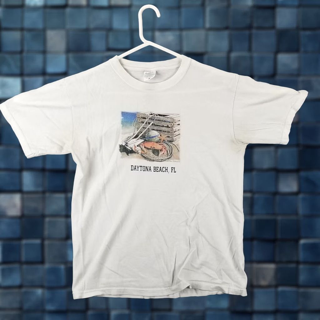 Anvil Vintage T-Shirt Crab Beach Florida Daytona Adult Medium White Ocean Tee Anvil Logo Beach Mens Size US M / EU 48-50 / 2 - 1 Thumbnail