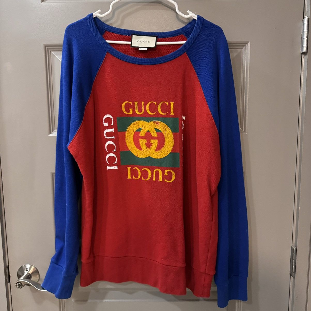 Gucci Gucci Crewneck blue and red Size US M / EU 48-50 / 2 - 1 Thumbnail