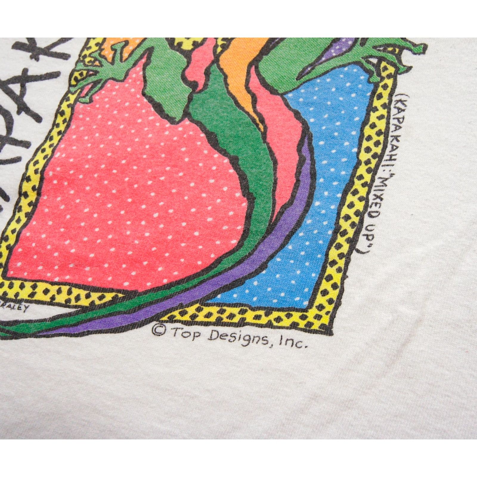 Fruit Of The Loom VINTAGE Kapakahi Gecko Shirt Mens XL White Hawaiian Neon 90s Tee Top Design Size US XL / EU 56 / 4 - 3 Thumbnail