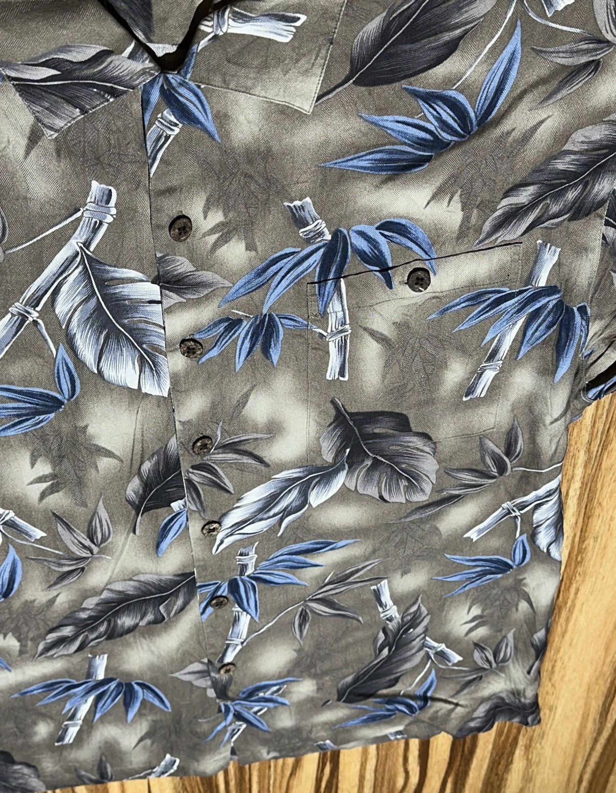 Joseph & Feiss Joseph & Feiss Gray and Blue Hawaiian Print Silk Shirt Size US XXL / EU 58 / 5 - 5 Thumbnail