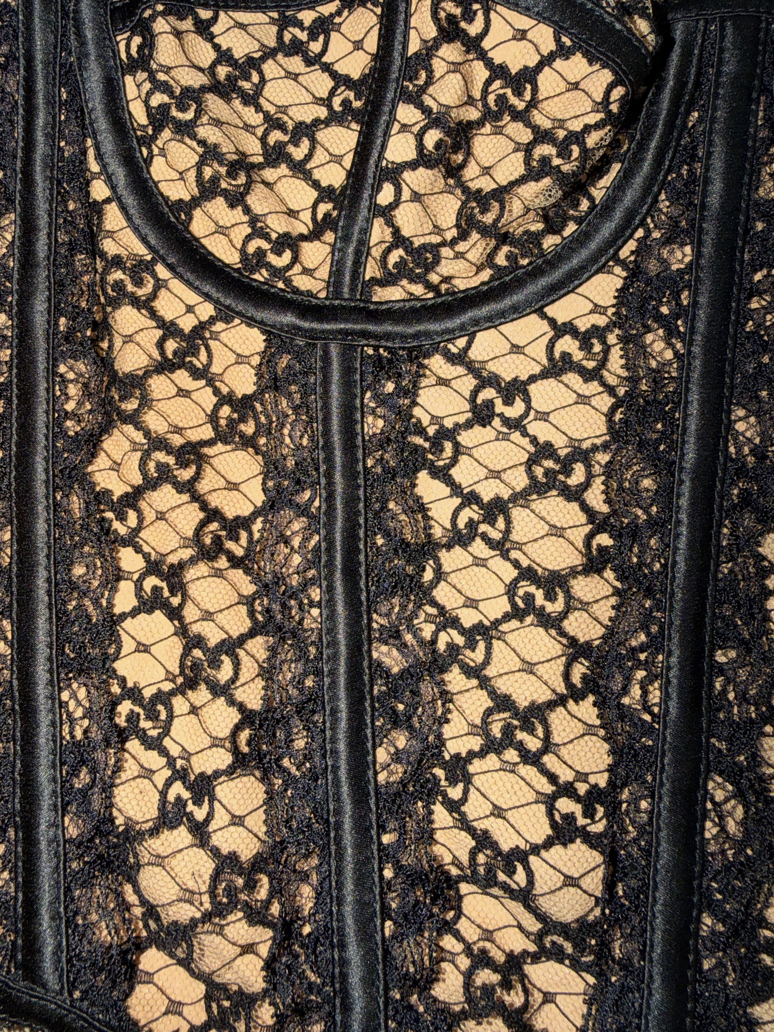 Gucci Gucci GG Net Corset Nude Lace Logo Bustier Shirt Top Medium Size M / US 6-8 / IT 42-44 - 6 Thumbnail