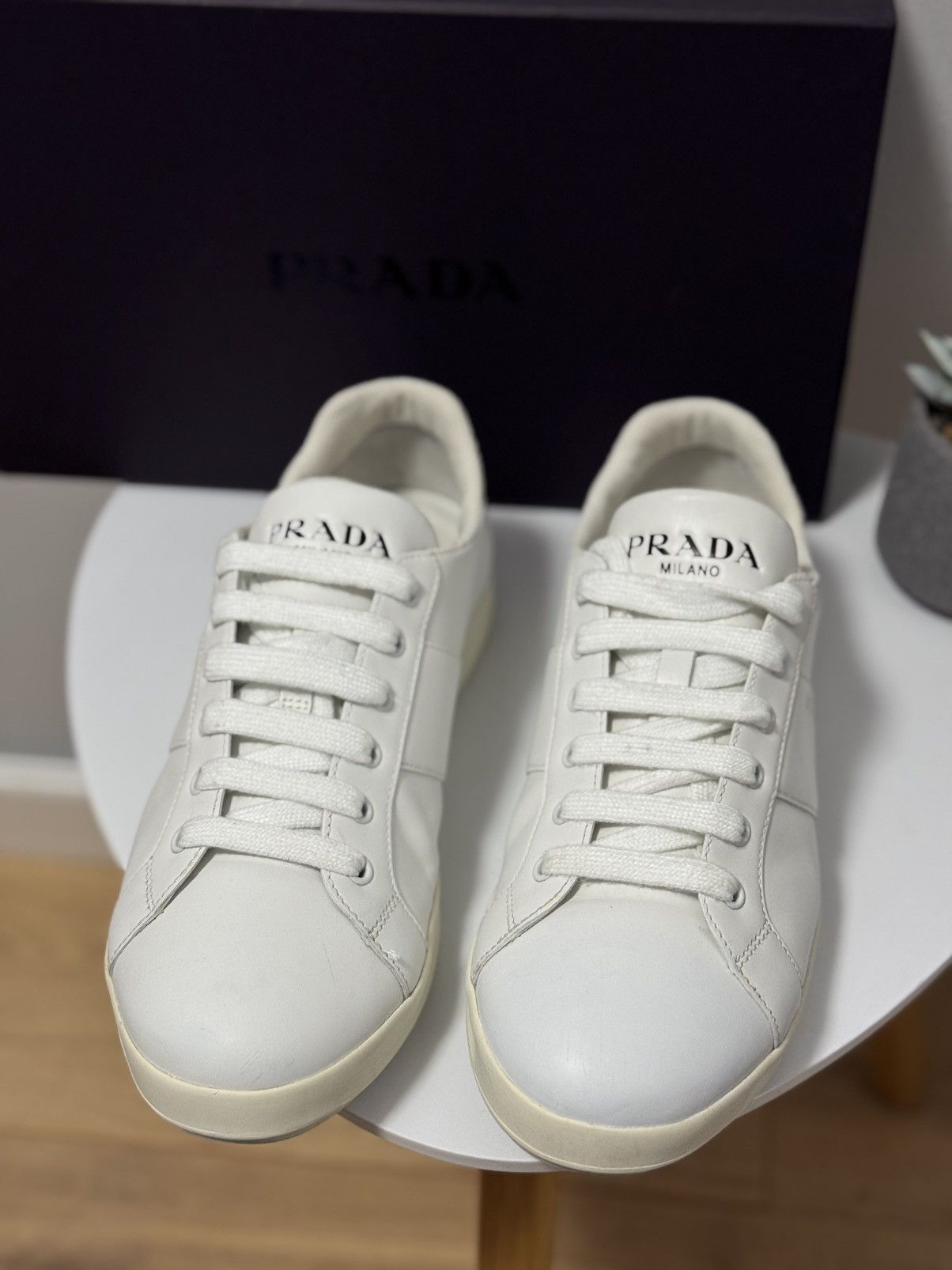 Prada Prada white leather sneakers men us 8 eur 41 Size US 8 / EU 41 - 2 Thumbnail