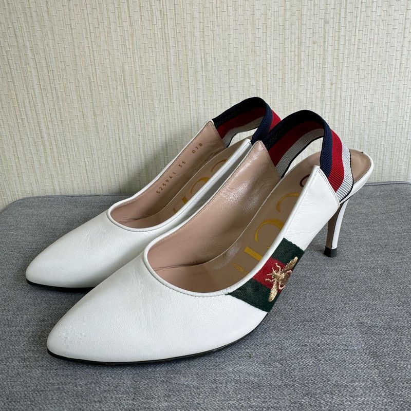 Gucci Gucci White Leather High Heel Shoes Size US 8 / IT 38 - 1 Thumbnail