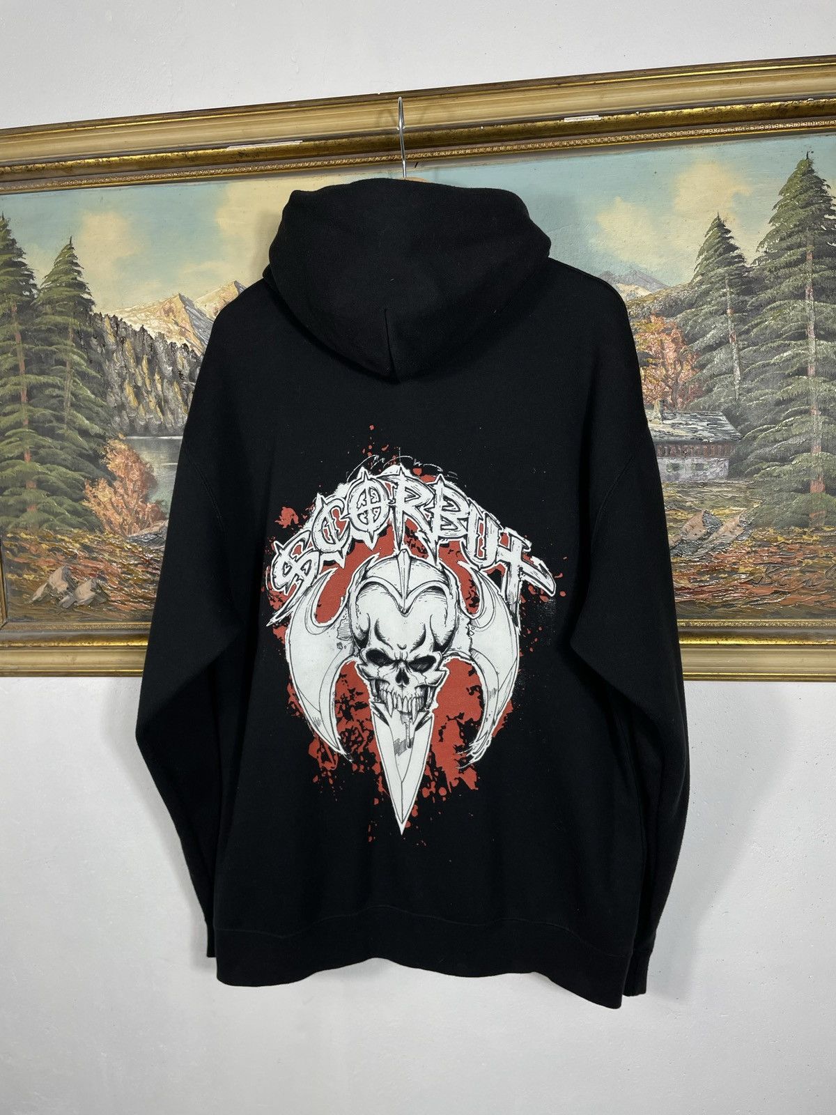Affliction × Band Tees Black retro 00s hoodie Scorbut band merch rock metal skull Size US XL / EU 56 / 4 - 6 Thumbnail