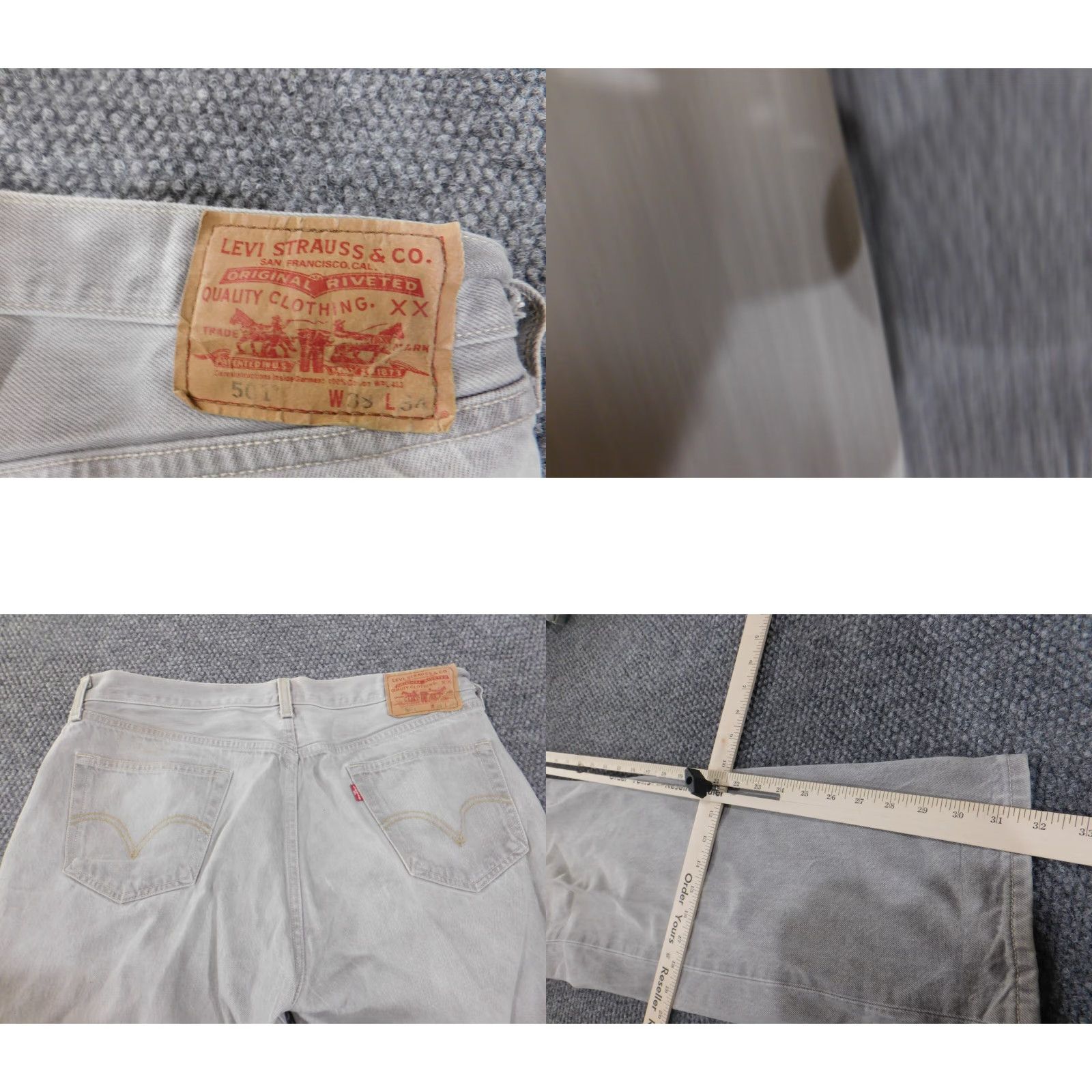 Levi's Levis 501 Jeans Mens 38x32 Gray Denim Straight Fit Retro Classic 501 Model Zipper Pocket Inseam 32" Regular Rise Mid Size US 38 / EU 54 - 9 Thumbnail
