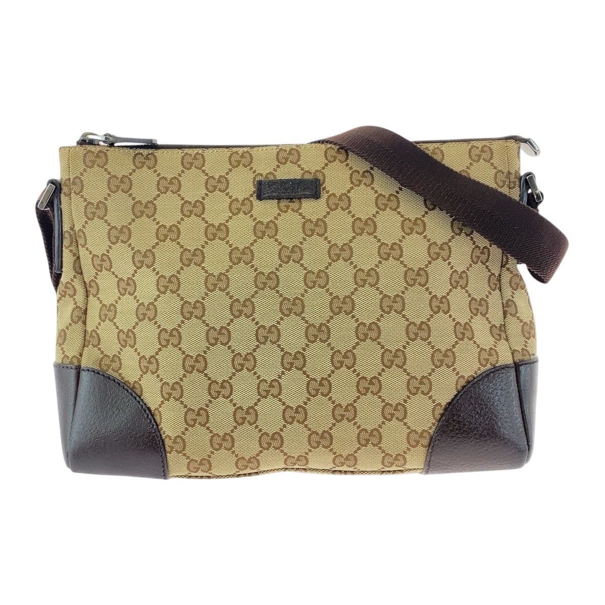 Gucci Gucci GG Canvas/leather Shoulder Bag 114273 Canvas Crossbody Bag 114273 in Beige, Women's