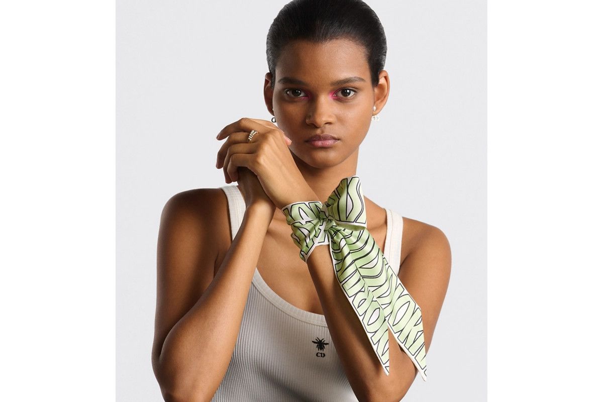 Dior o1bcso1str0226 Size:OS/Allover Mitzah Scarf in White/Green Size ONE SIZE - 6 Thumbnail