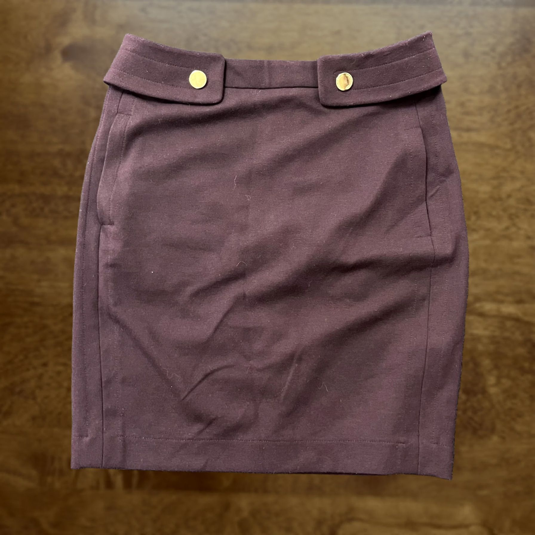 Vintage VINTAGE Adrienne Vittadini Skirt Womens 4 Brown High Waist Pencil Career Gold Button Size 27" / US 4 / IT 40 - 1 Thumbnail