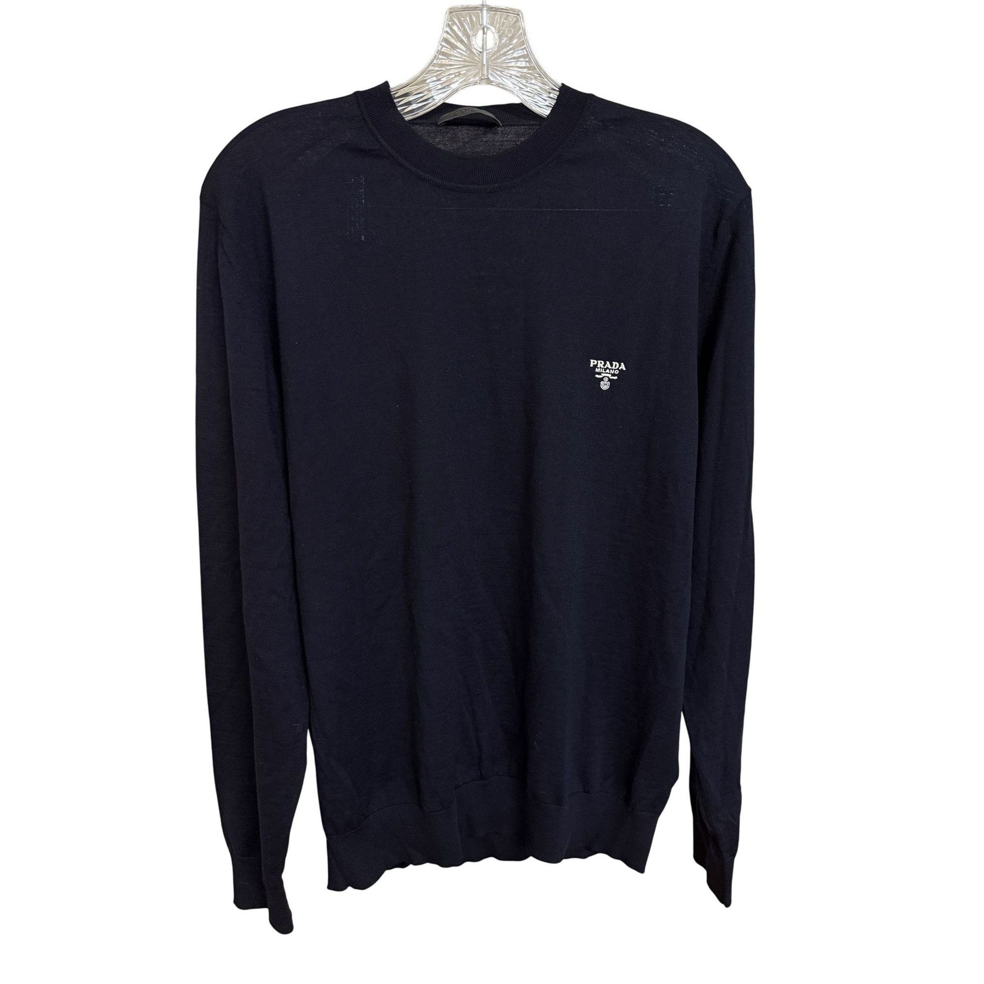 Prada Prada Mens Black Virgin Wool Crewneck Sweater Size 48 Size US M / EU 48-50 / 2 - 1 Thumbnail